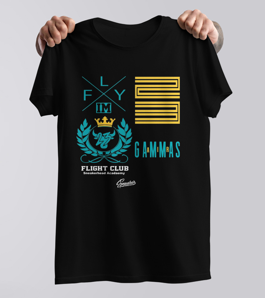Jordan 11 Gamma Blue Flight Club Sneakerhead Academy Fly Gammas Gammas 23 Crown Laurels T-Shirt