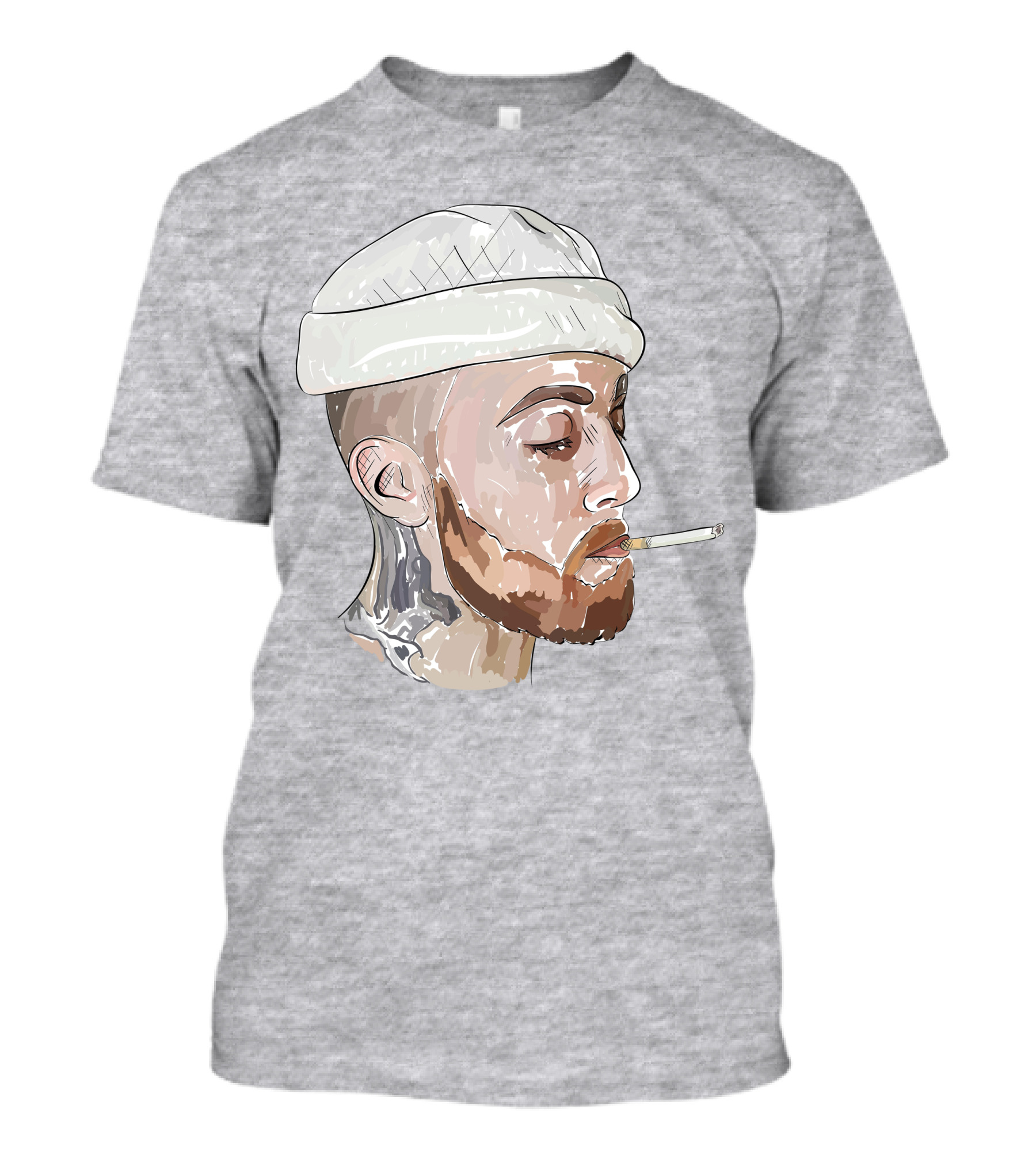 Graphic Beanie Skull Smoking T-Shirt