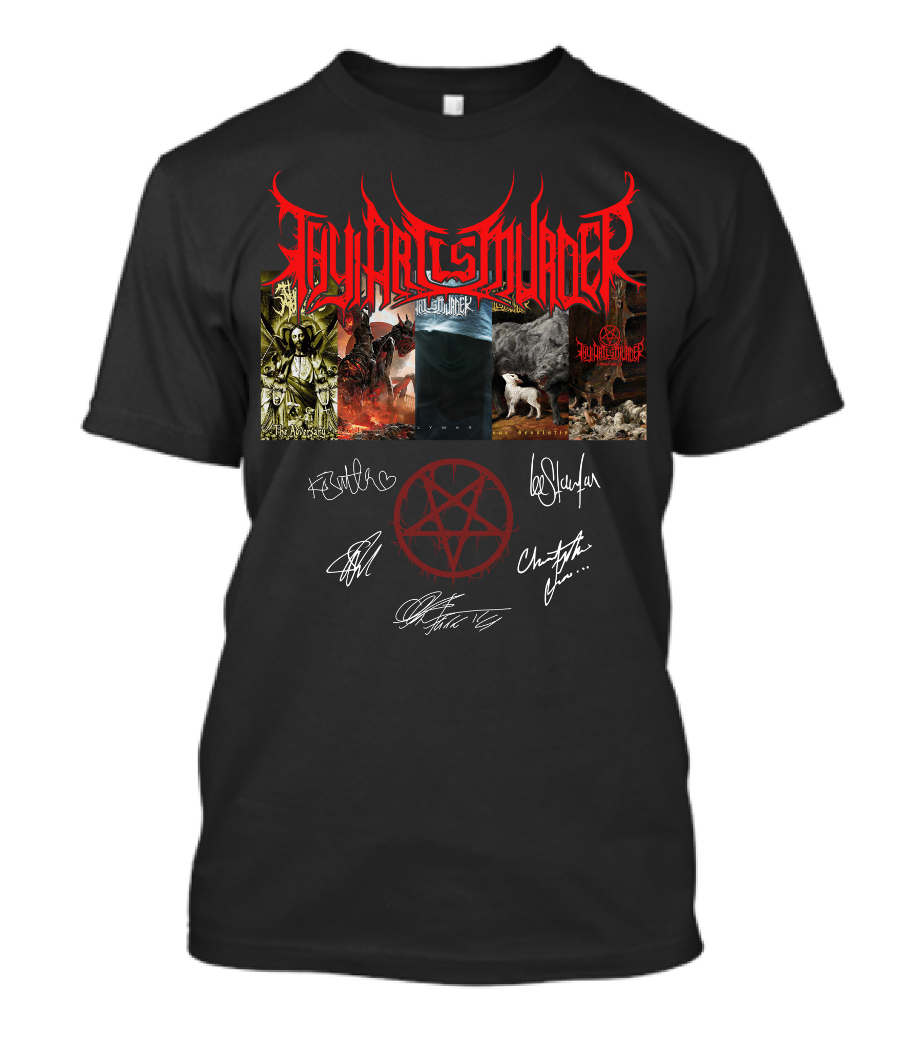 Thy Art Is Murder Autographed Band Artwork With Pentagram Symbol T-Shirt