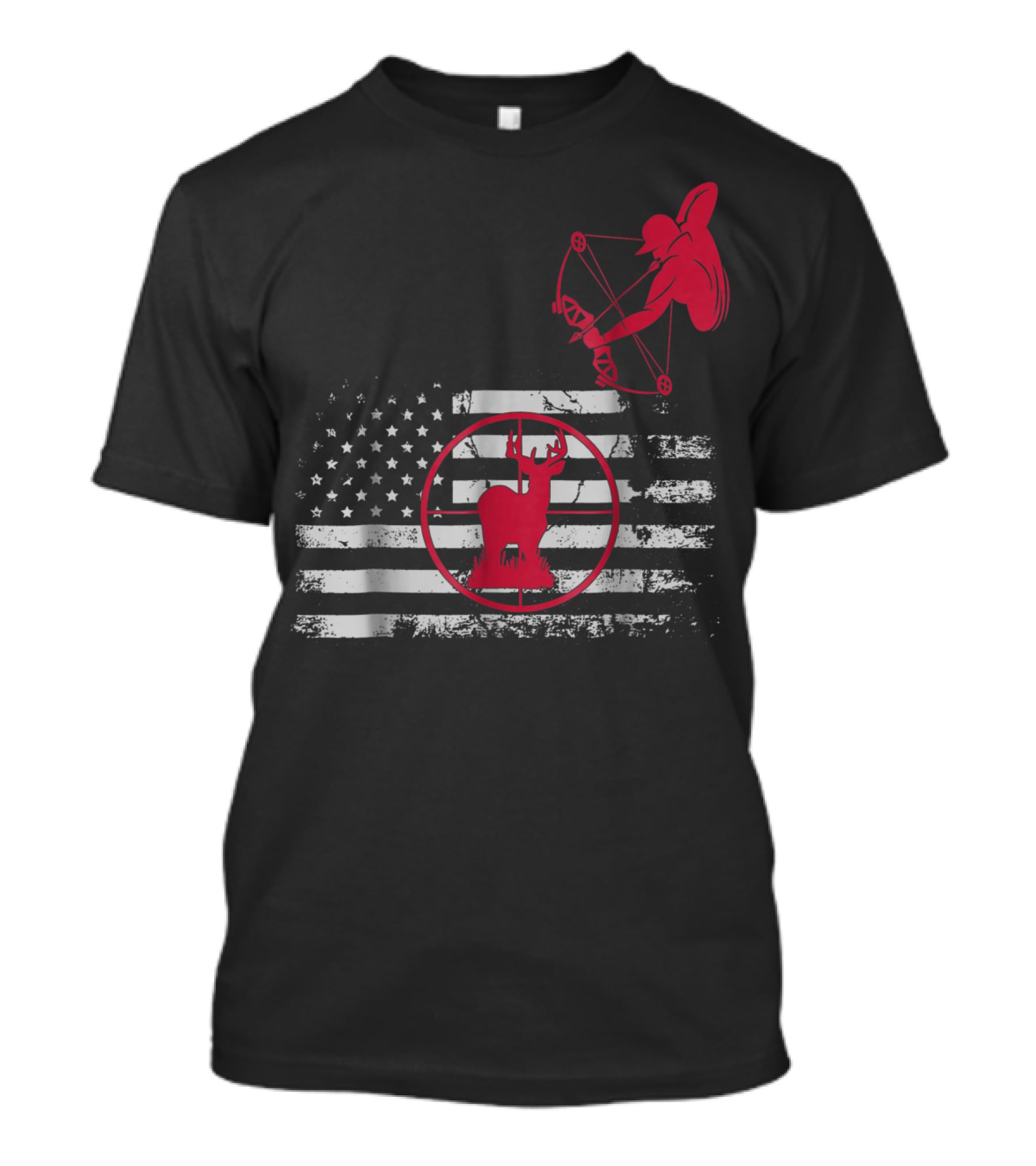 Bow Hunting American Flag Women Hunters Deer Archery T-Shirt