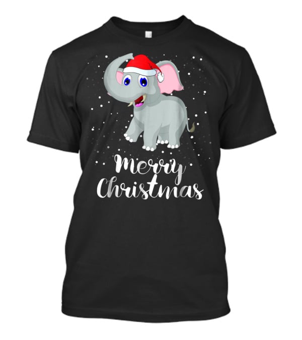 Merry Christmas Elephant Santa Hat Family Group T-Shirt
