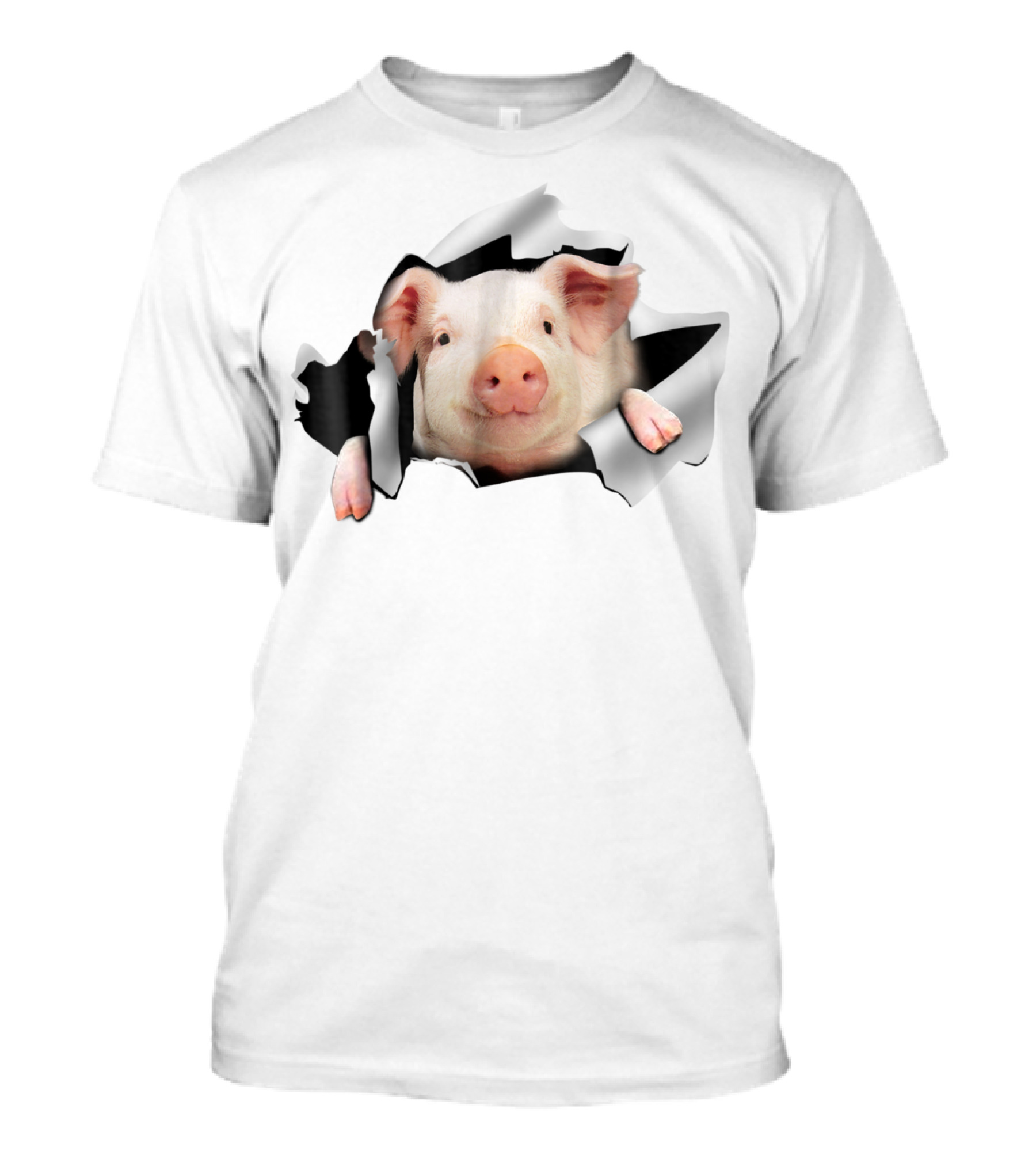 Pig Clawing Through Hole In Background Pig Farmer T-Shirt