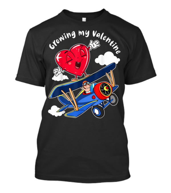 Growing My Valentine Cute Airplane Heart7 For Child Baby T-Shirt