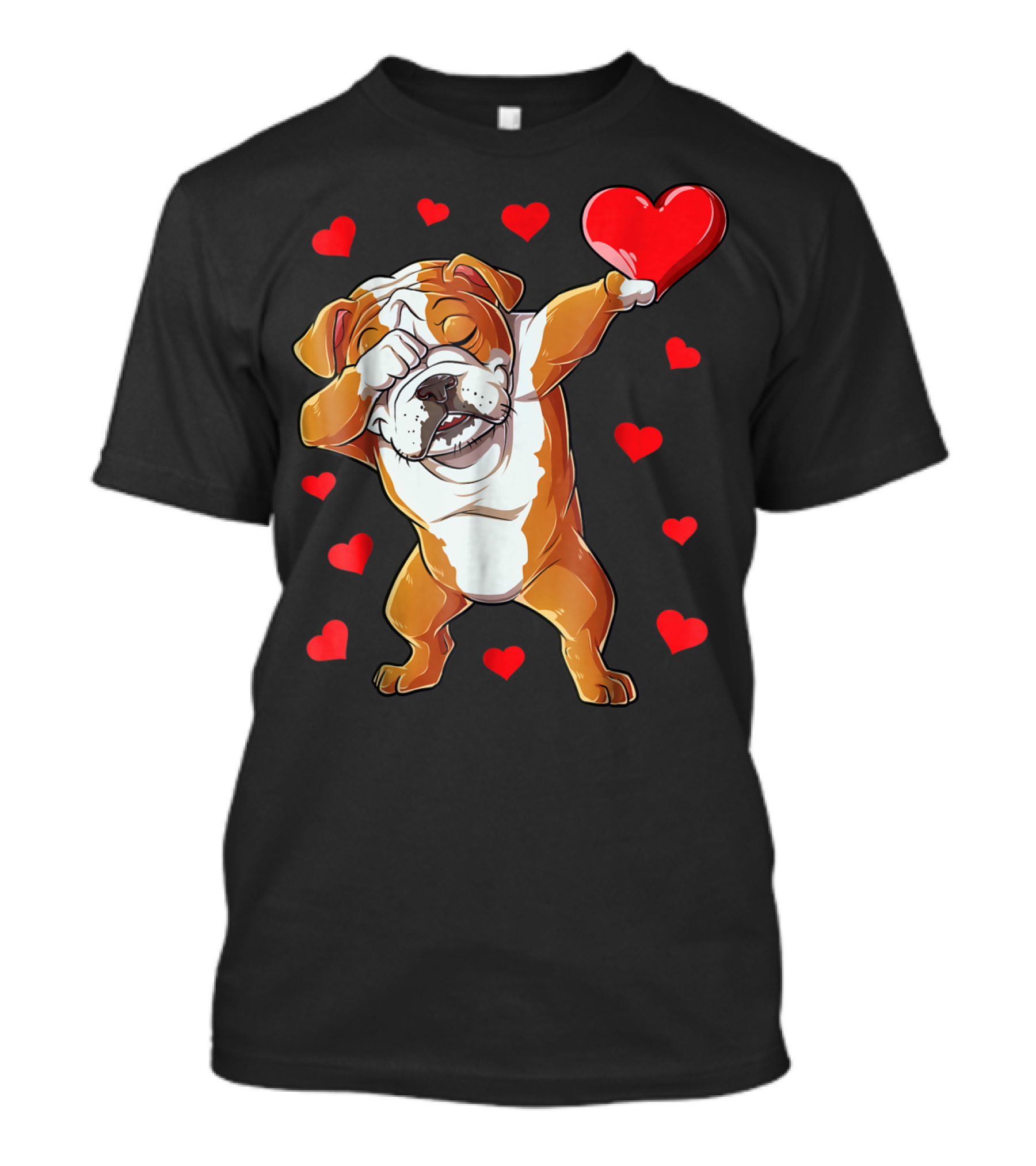 Dabbing English Bulldog Valentines Day Dog Heart Boys16 Romantic Gesture T-Shirt