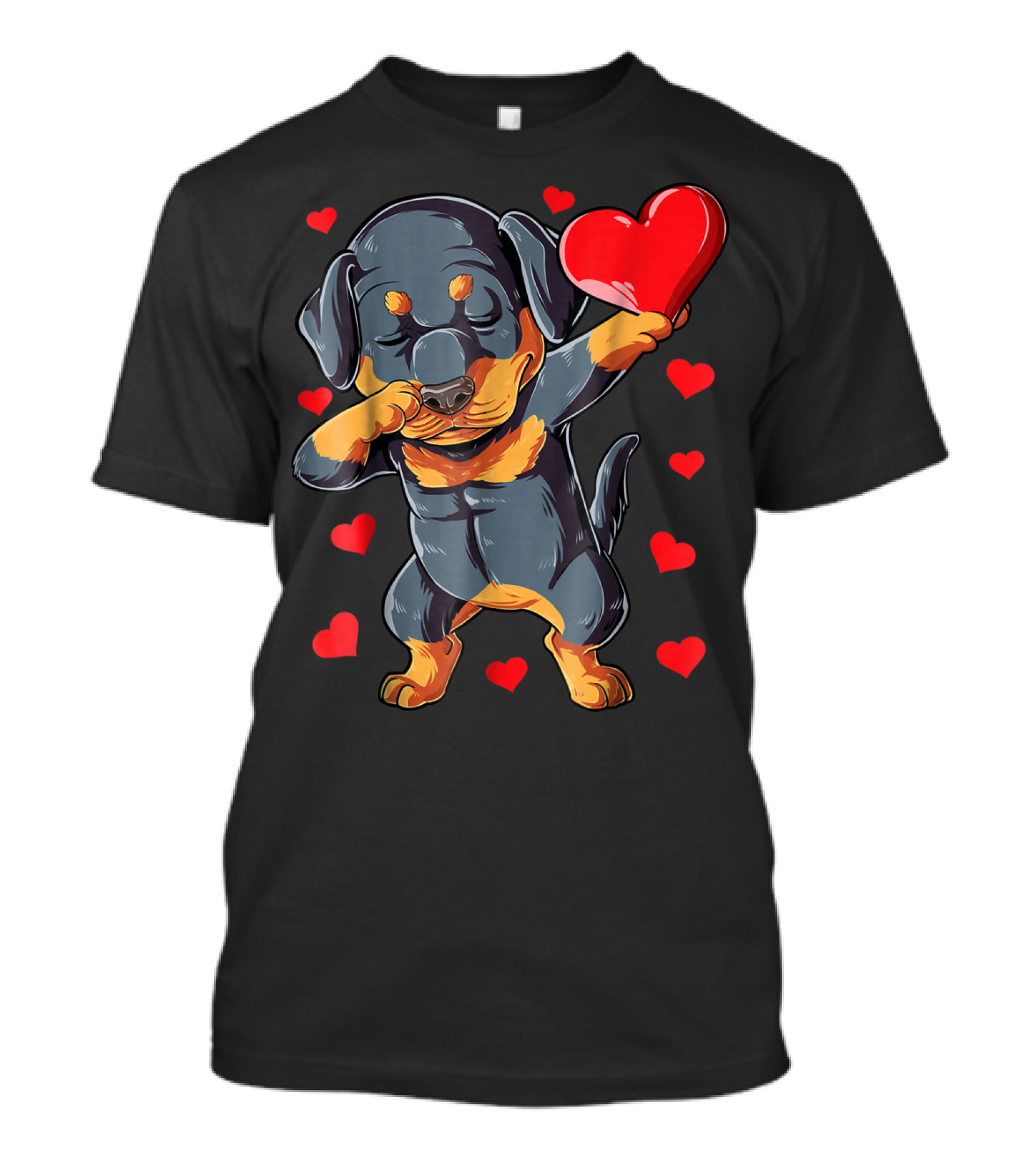 Valentines Day Dabbing Rottweiler Heart Dog Lover Boys15 T-Shirt