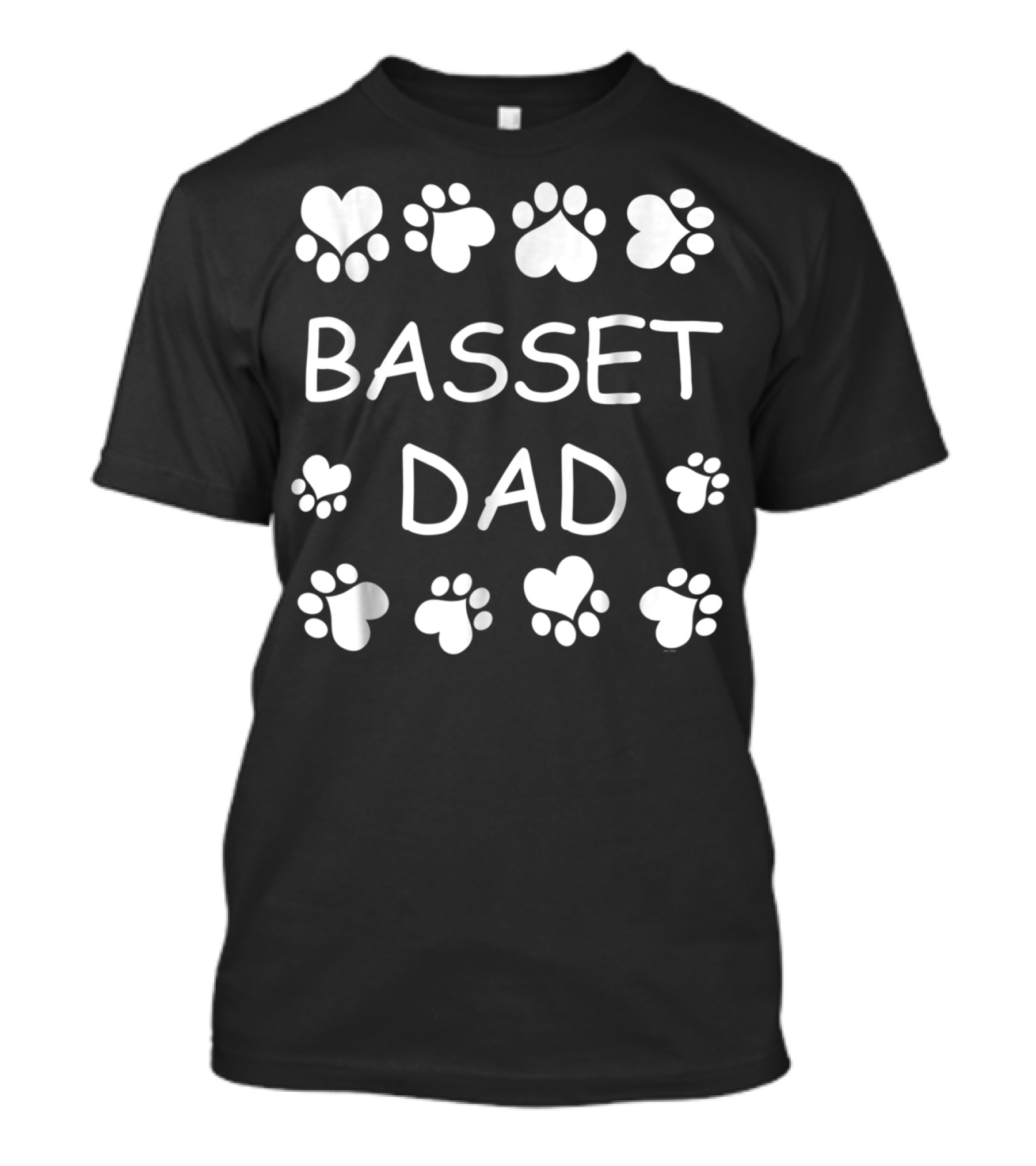 Basset Dad Lovers Paw And Heart Design For Christmas Birthday T-Shirt