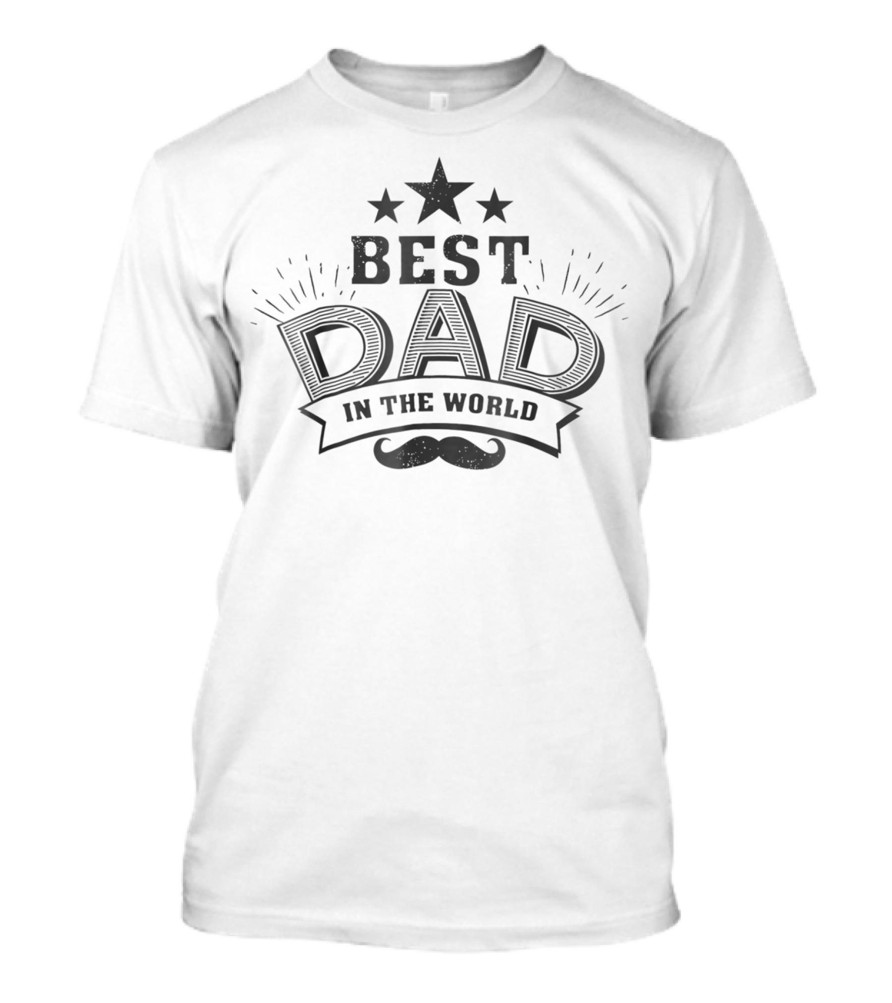 Best Dad In The World Funny Holiday 37 Mustache Stars T-Shirt