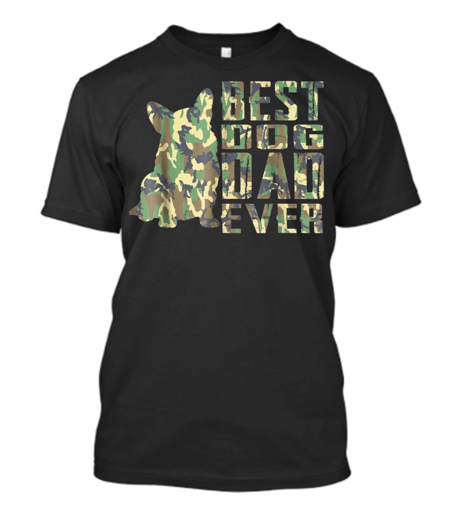 Best Dog Dad Ever Camo Pattern Text With Dog T-Shirt