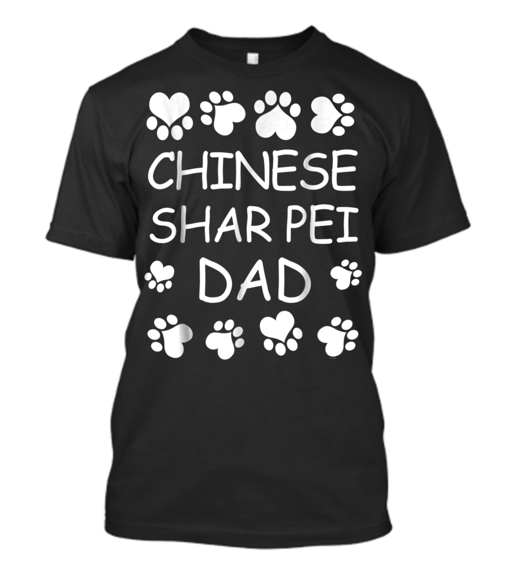 Chinese Shar Pei Dad With Hearts And Paws For Christmas Birthday T-Shirt