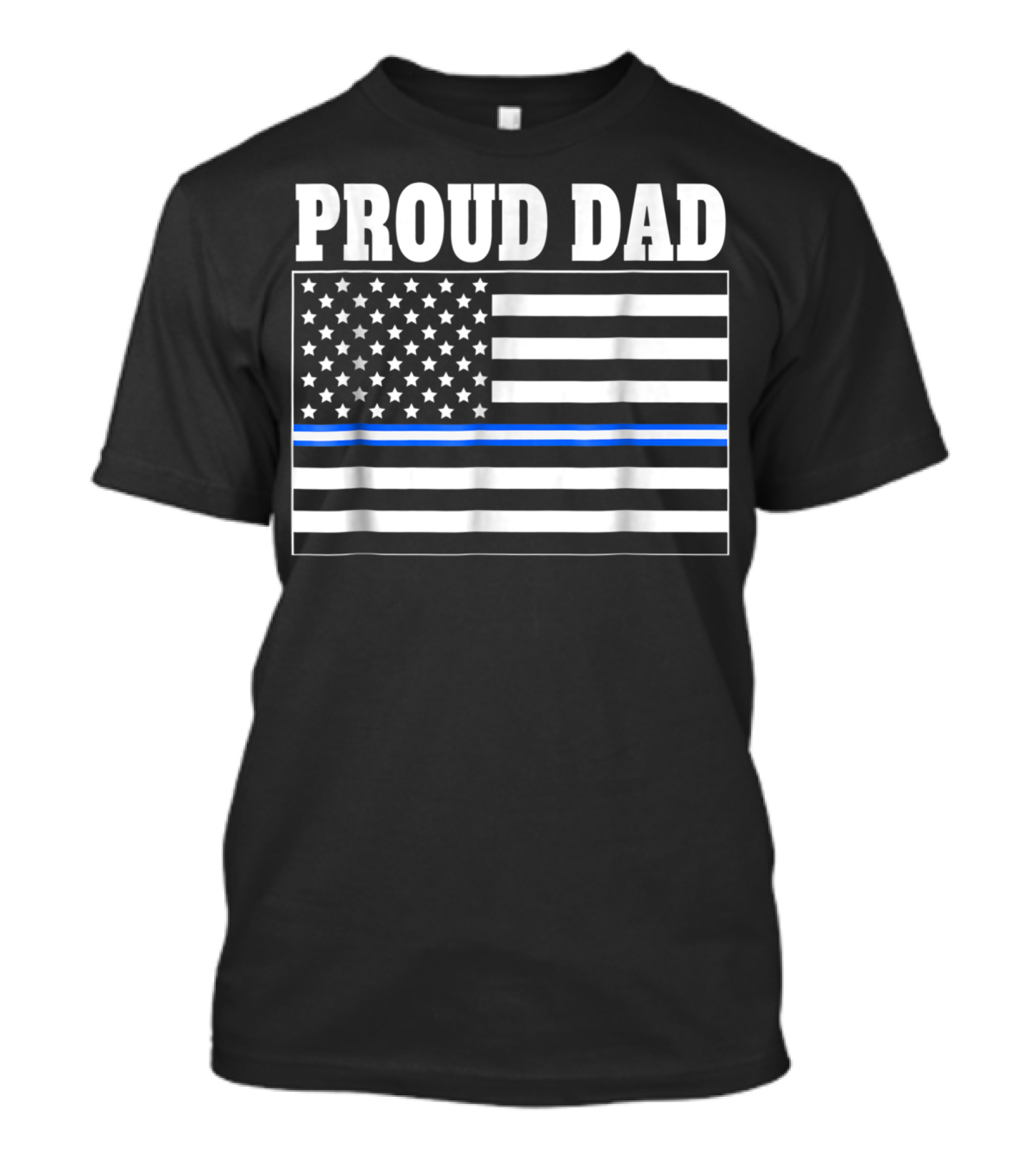 PROUD DAD EMT Thin Blue Line American Flag T-Shirt