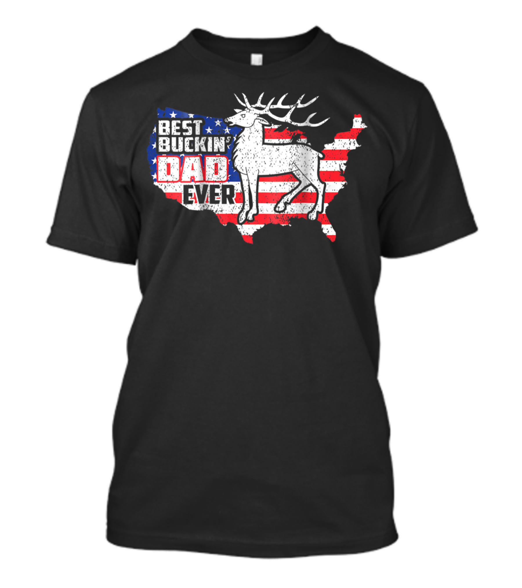 Best Buckin' Dad Ever Deer Hunting USA Flag T-Shirt