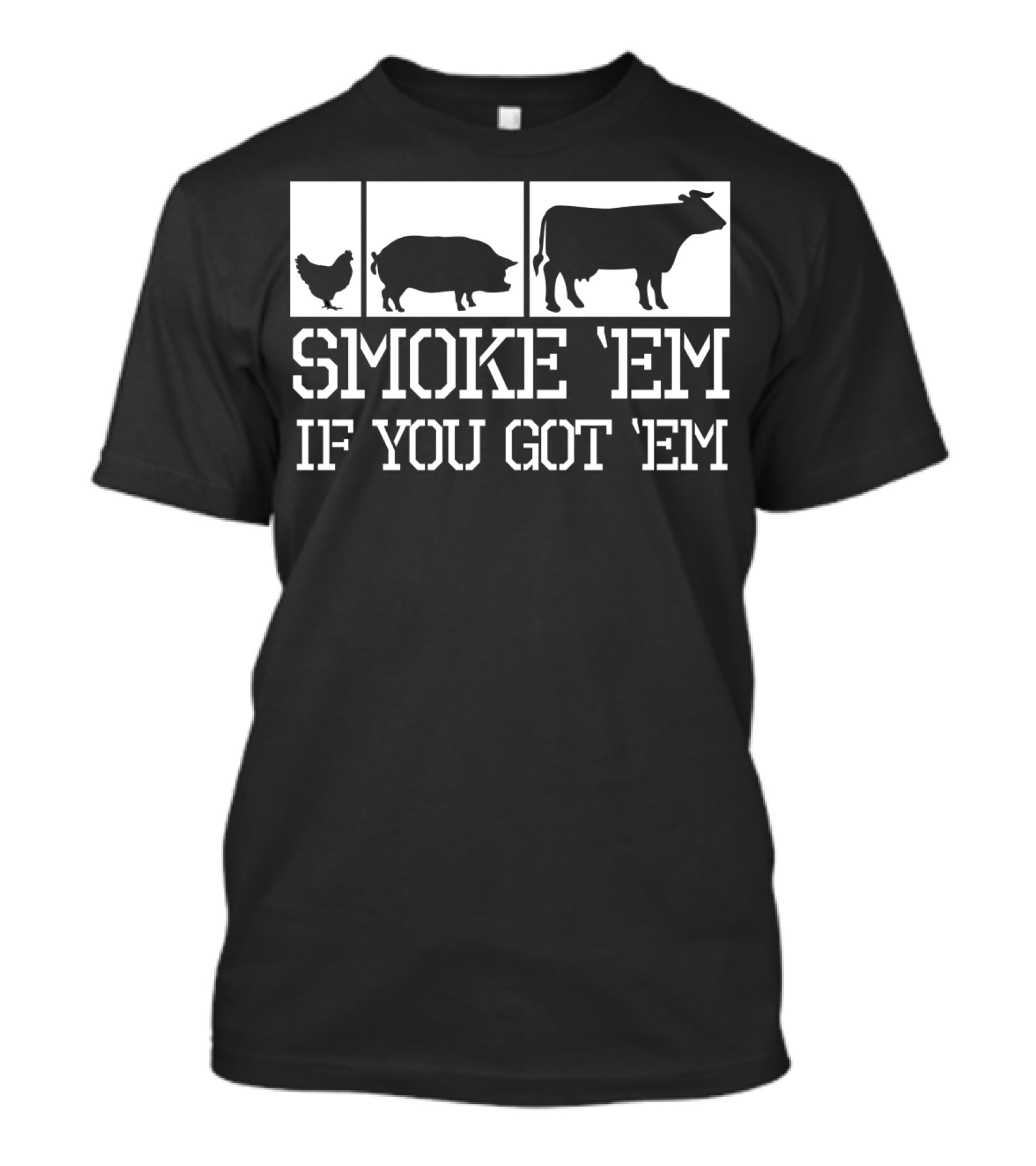 Smoke 'Em If You Got 'Em Funny BBQ Grill Grilling Father Dad Back Print75 T-Shirt