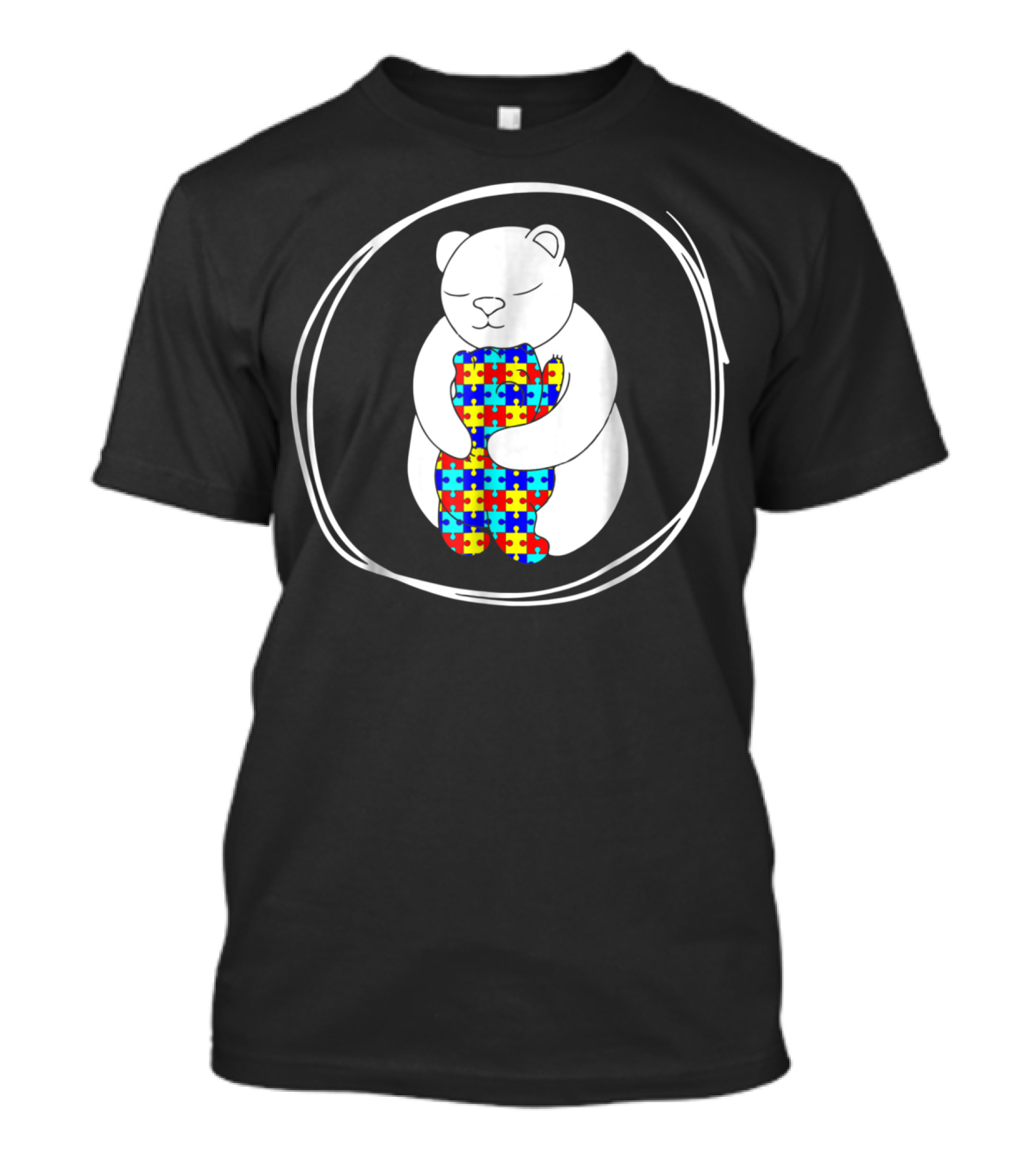 Bear Holding Puzzle Piece Bear Autism Awareness T-Shirt