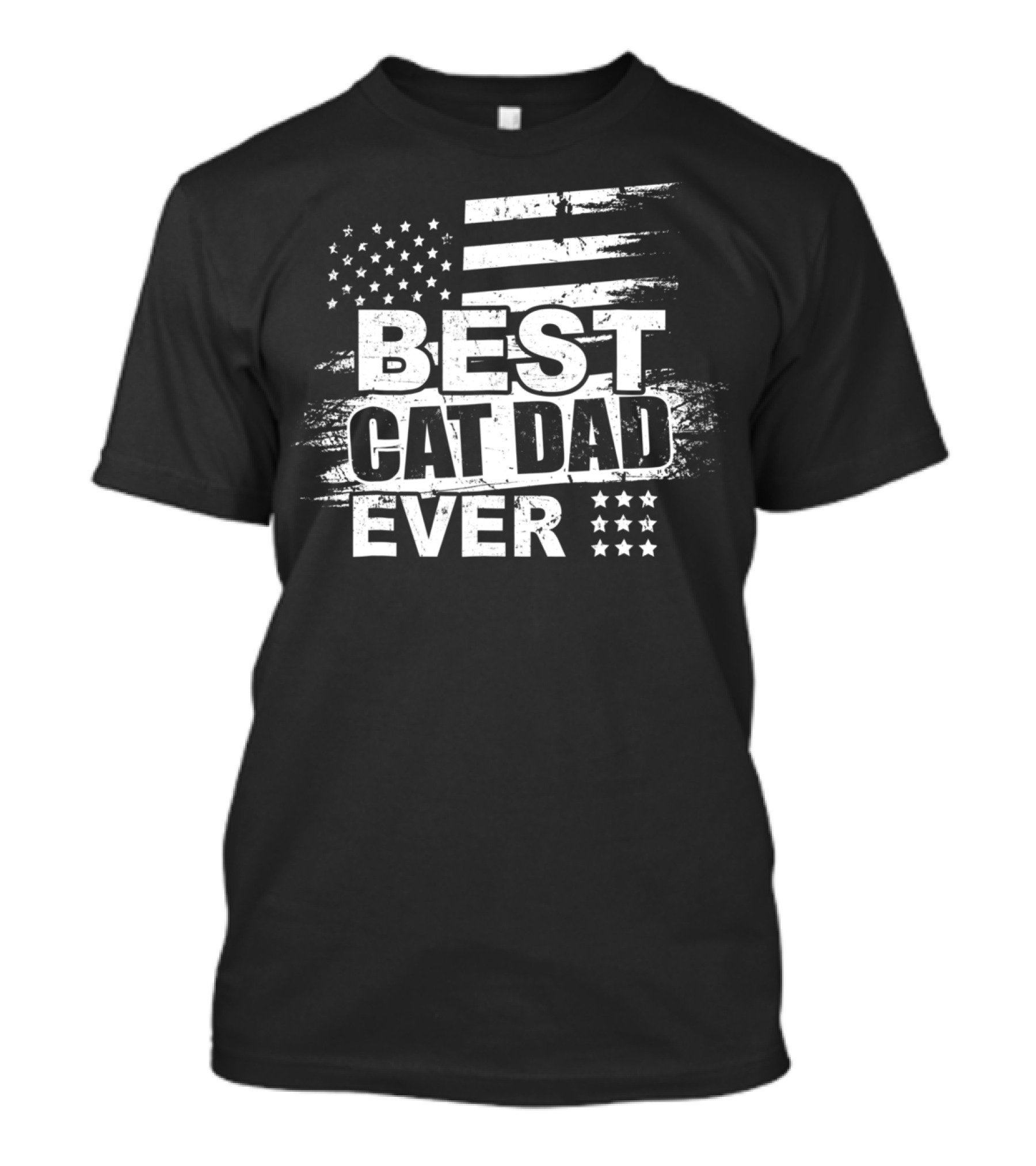Best Cat Dad Ever American Flag Stars Stripes T-Shirt