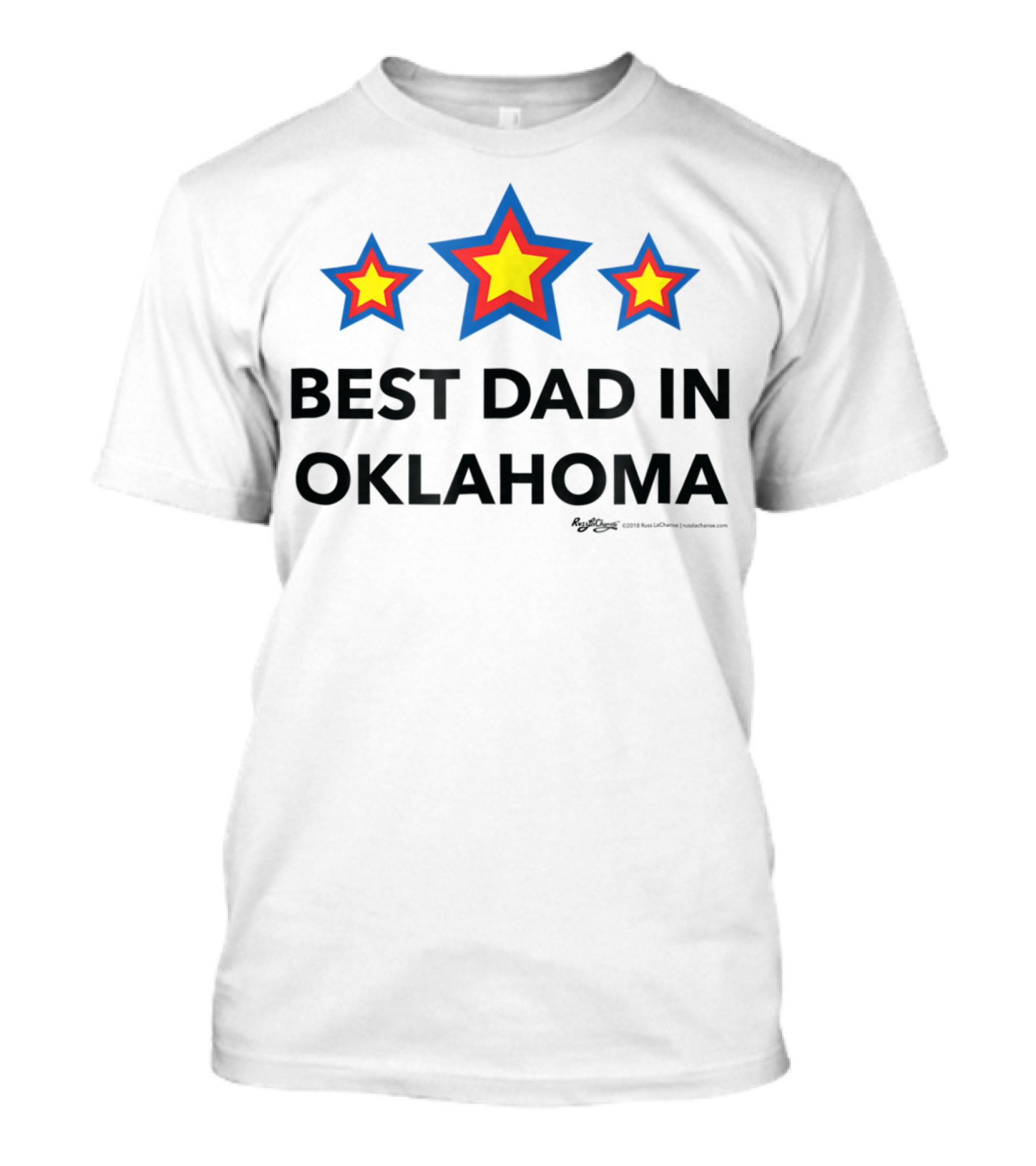 Best Dad In Oklahoma With Three Stars Red Yellow Blue T-Shirt
