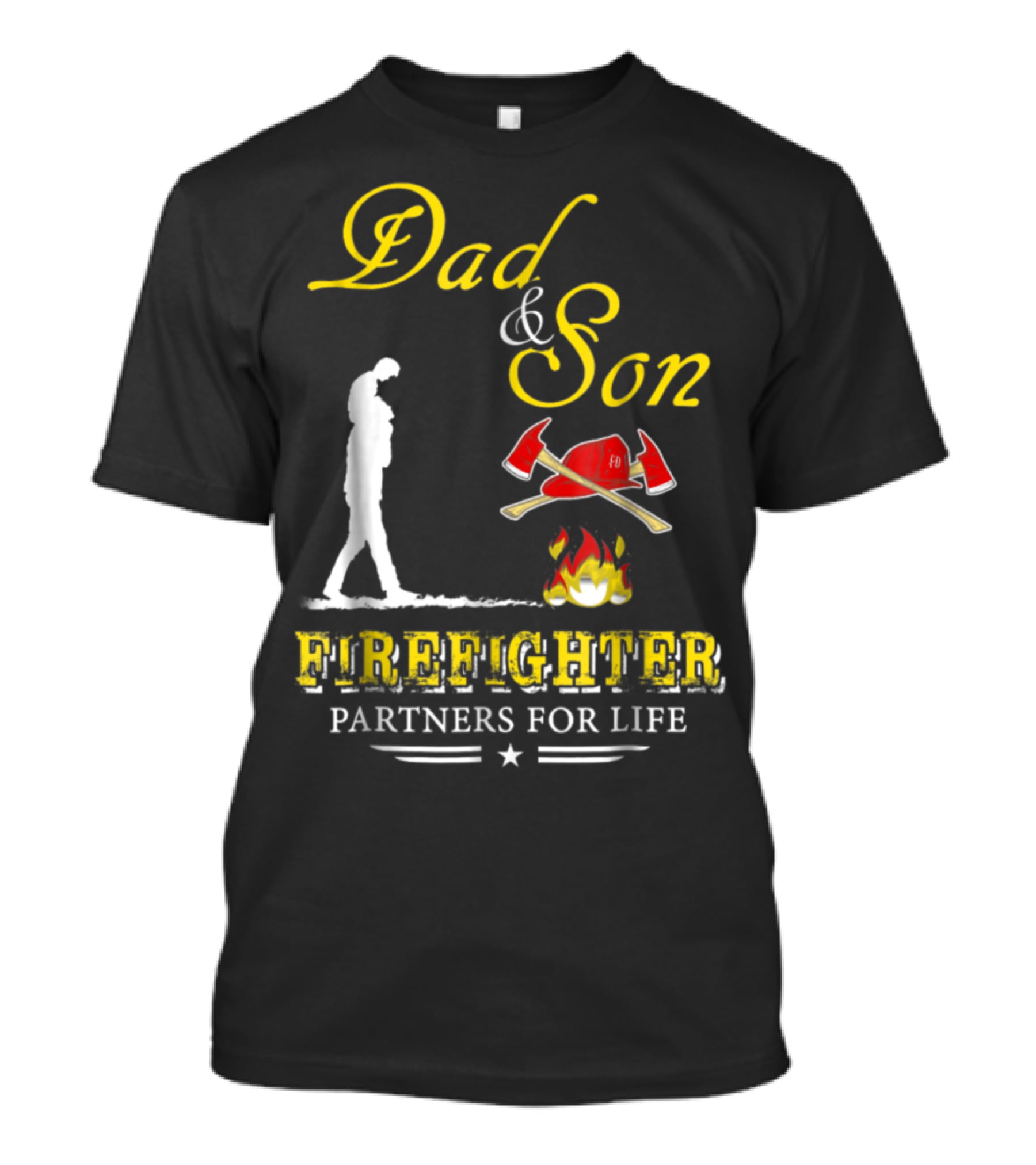 Dad And Son Firefighter Partners For Life T-Shirt
