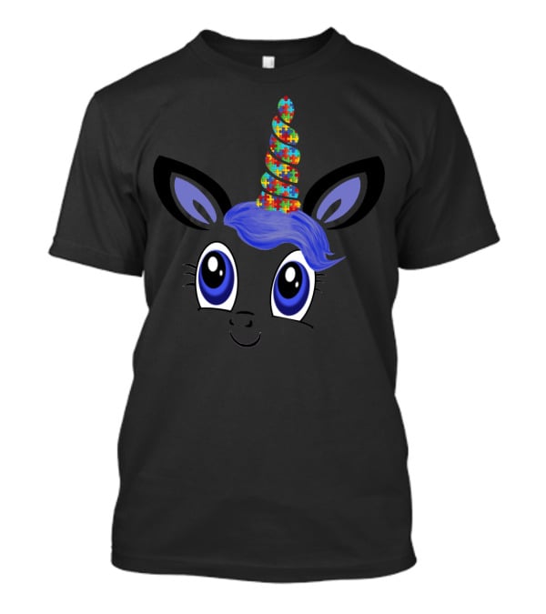 Autism Awareness Unicorn Puzzle Horn Support Grandma86 T-Shirt