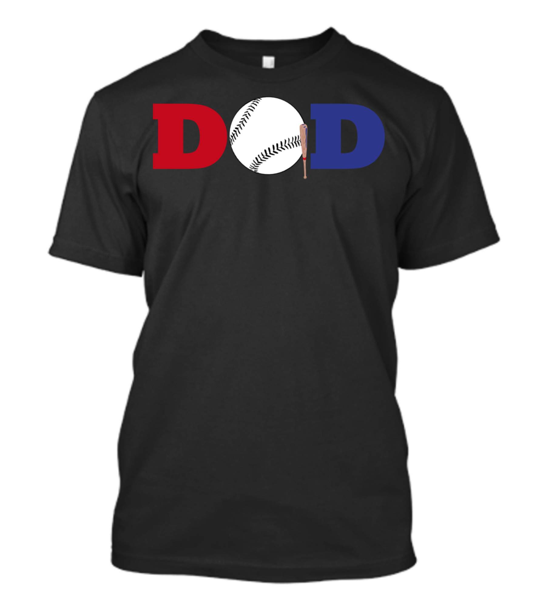 Baseball Dad Red White Blue Baseball Bat T-Shirt