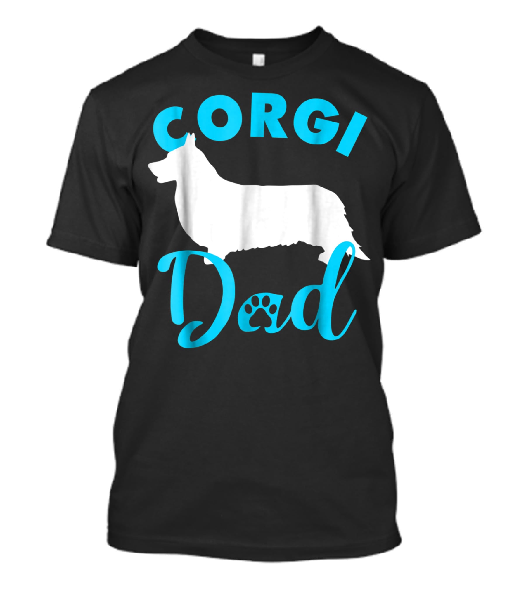 Corgi Dad With Silhouette And Paw Print Accents T-Shirt