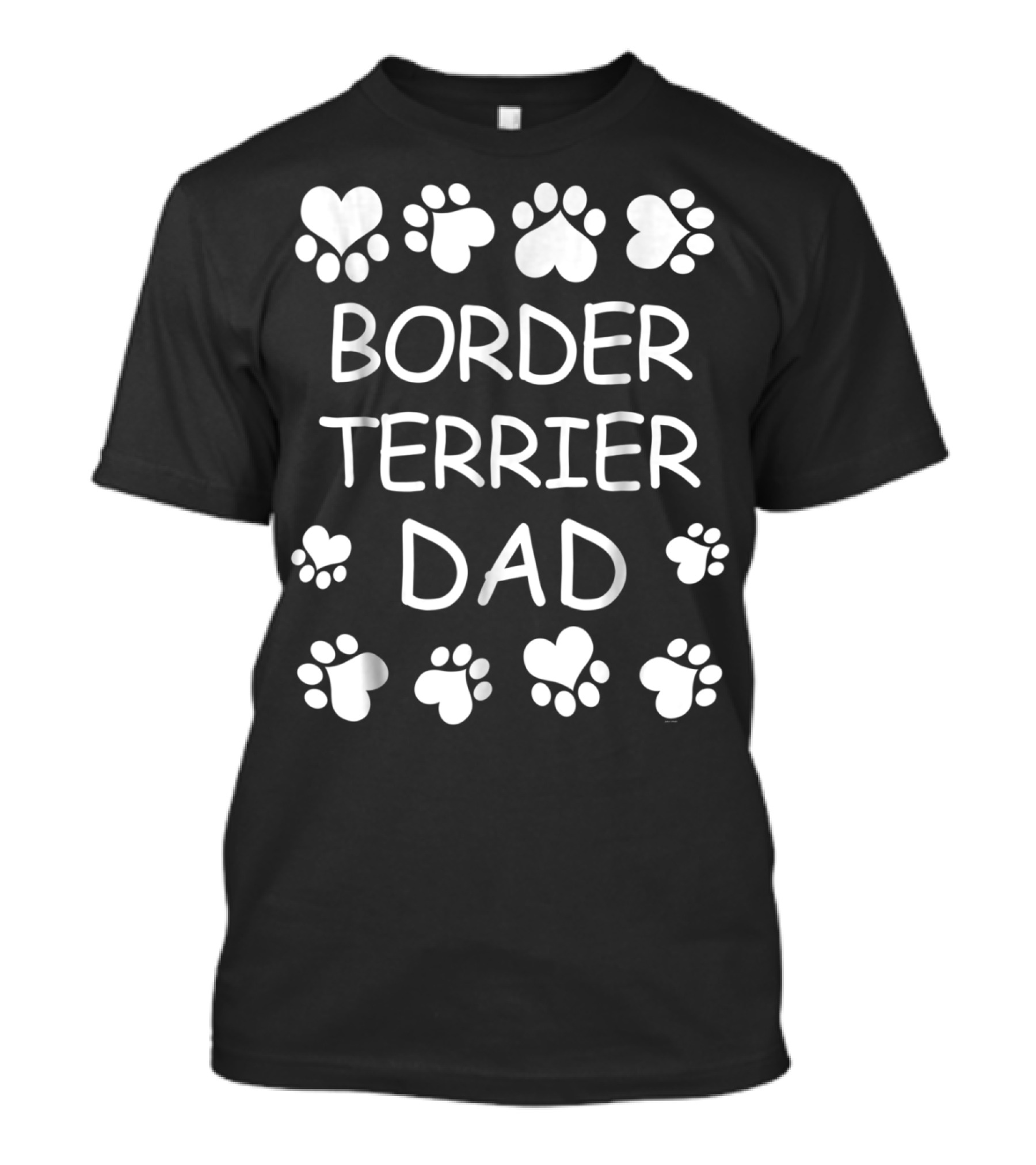 Border Terrier Dad Paw Print Heart Pattern Christmas Birthday T-Shirt