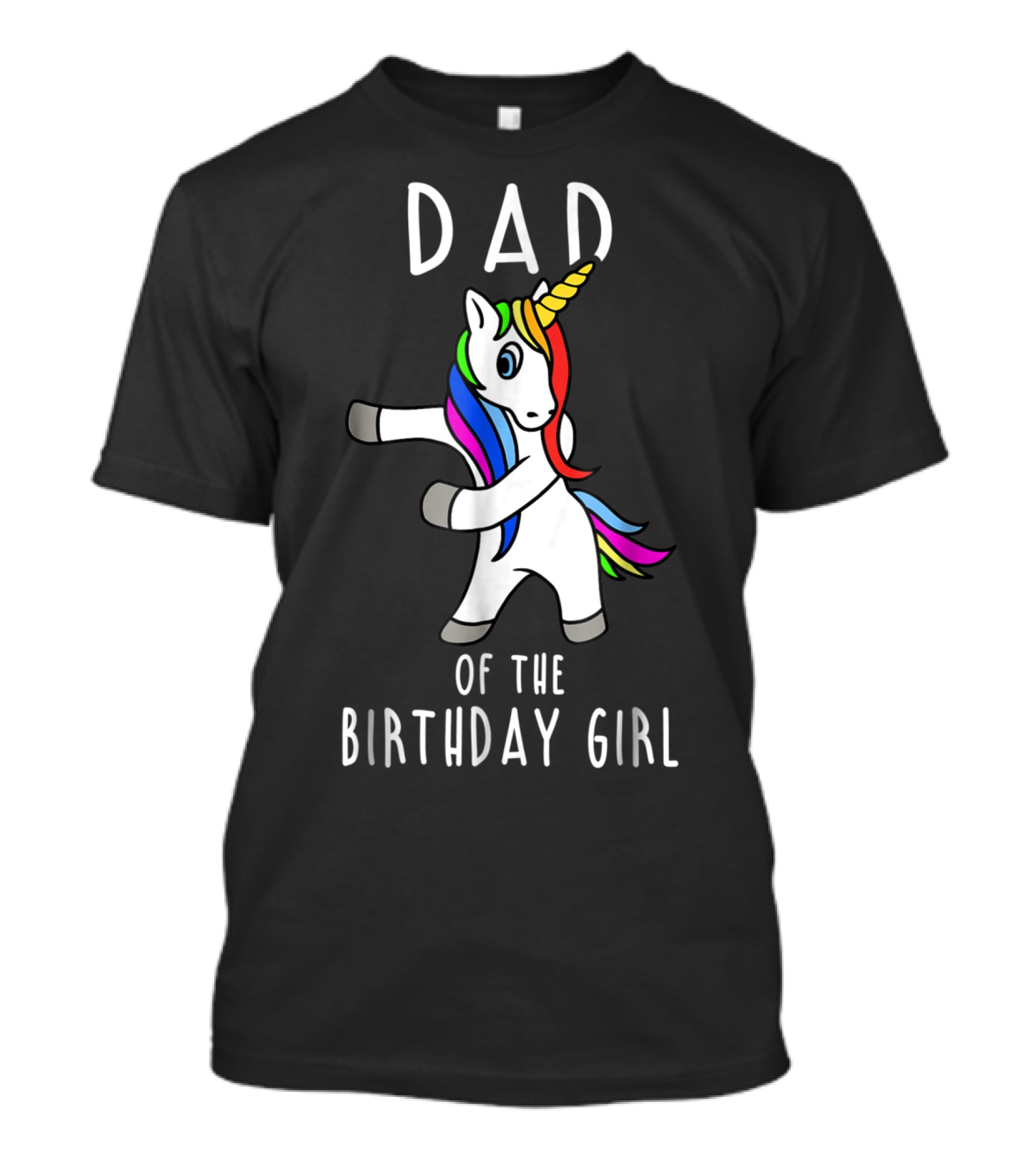 Dad Of The Birthday Girl Flossing Unicorn T-Shirt
