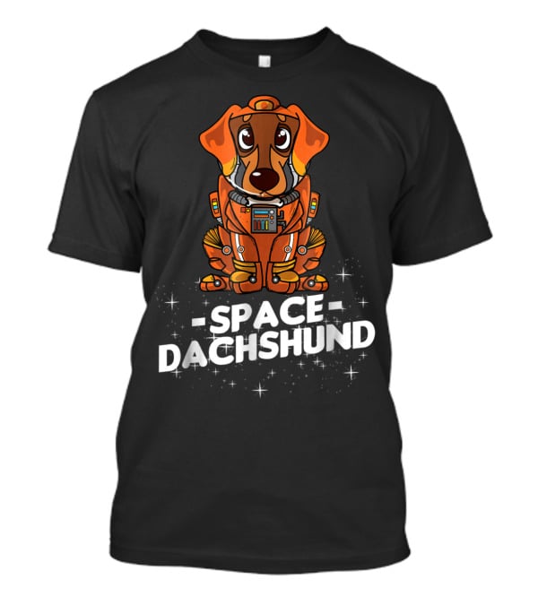 Space Dachshund In Orange Spacesuit With Stars T-Shirt