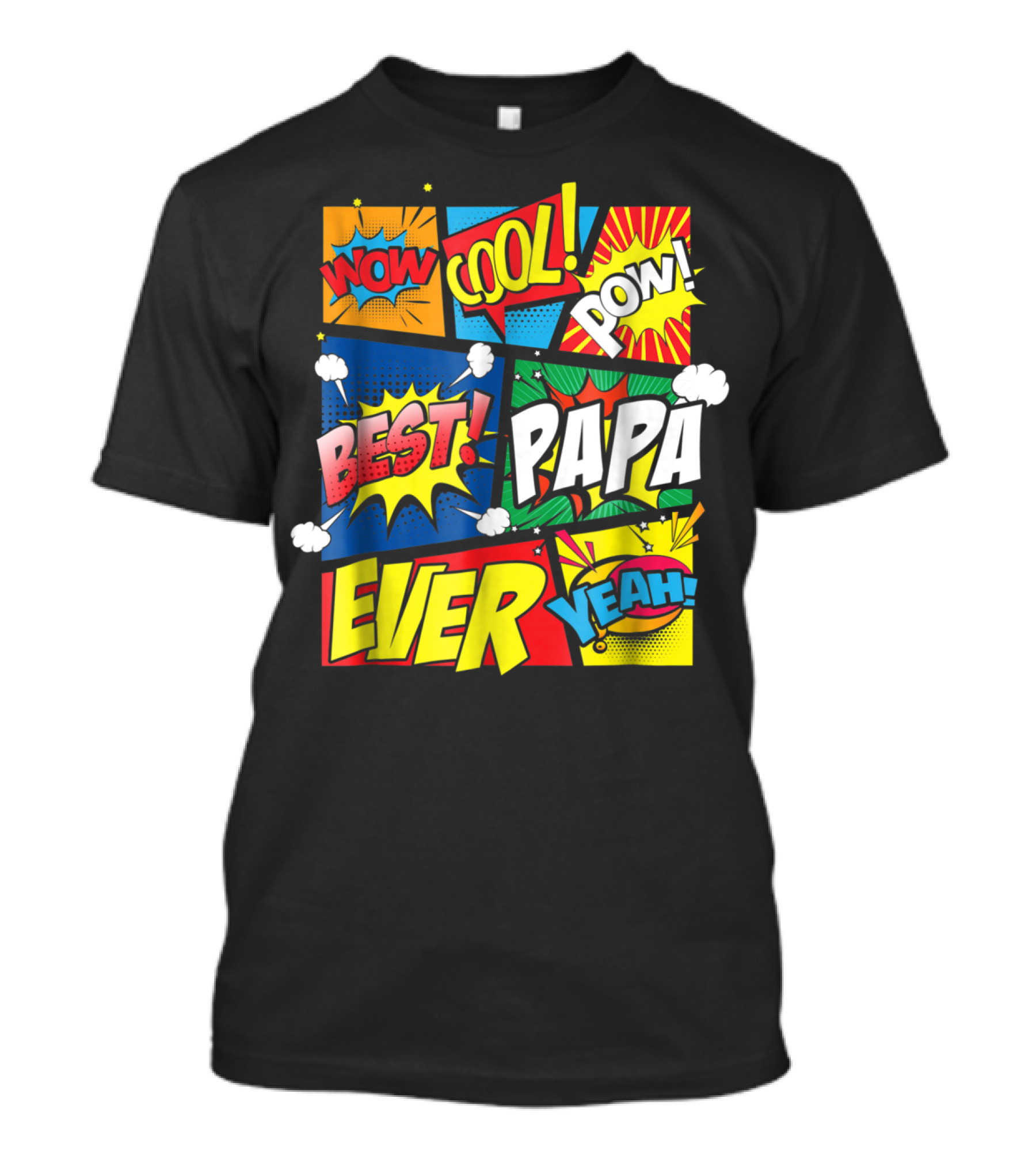Best Papa Ever Wow Cool Pow Comic Book Family Dad King T-Shirt