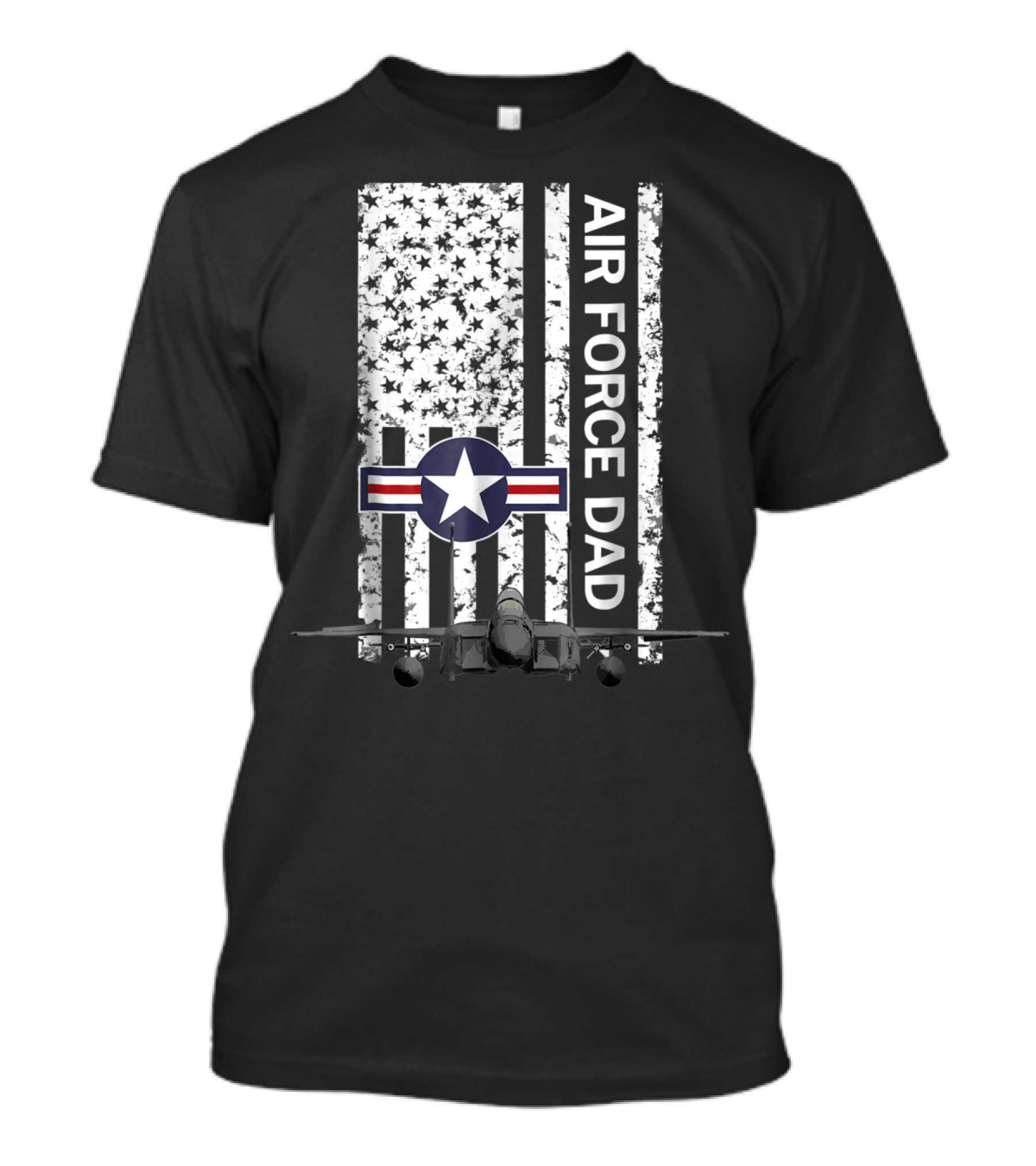 Air Force Dad Grunge Flag With F15 Jet And Star Emblem T-Shirt