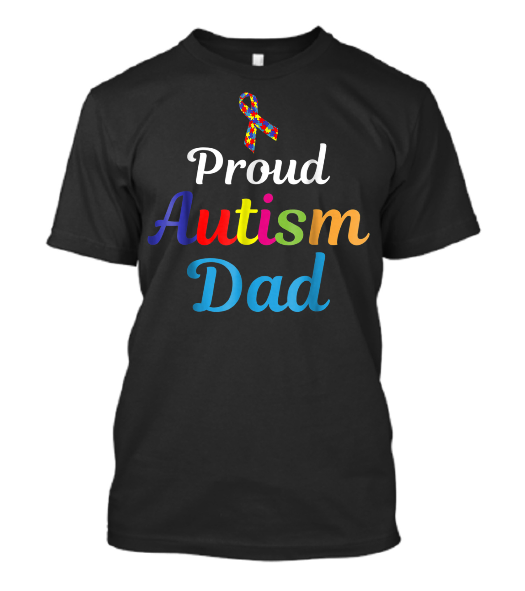 Proud Autism Dad Puzzle Ribbon Support Grandpa Papa T-Shirt