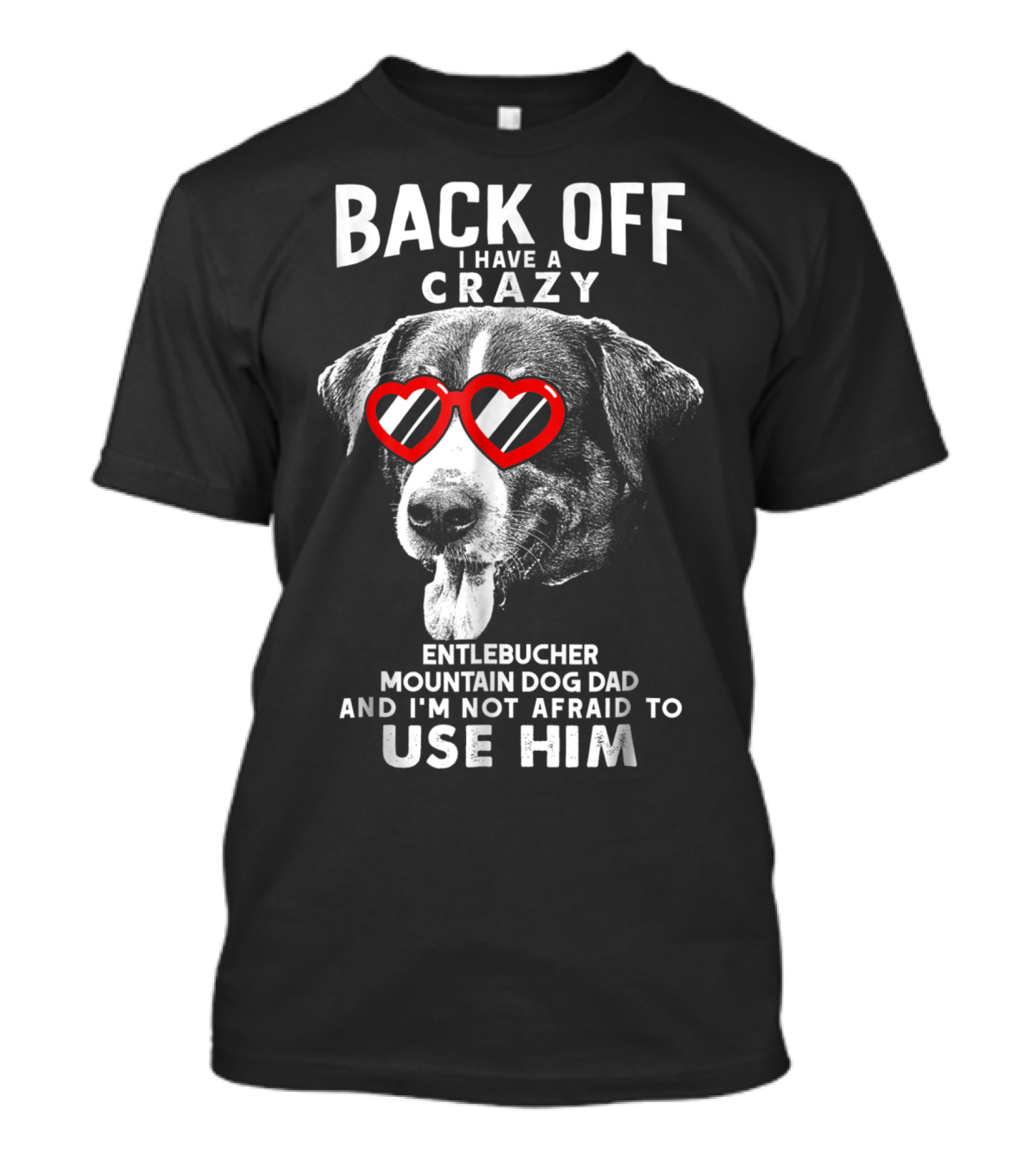 Back Off I Have A Crazy Entlebucher Mountain Dog Dad And I'm Not Afraid To Use Him T-Shirt