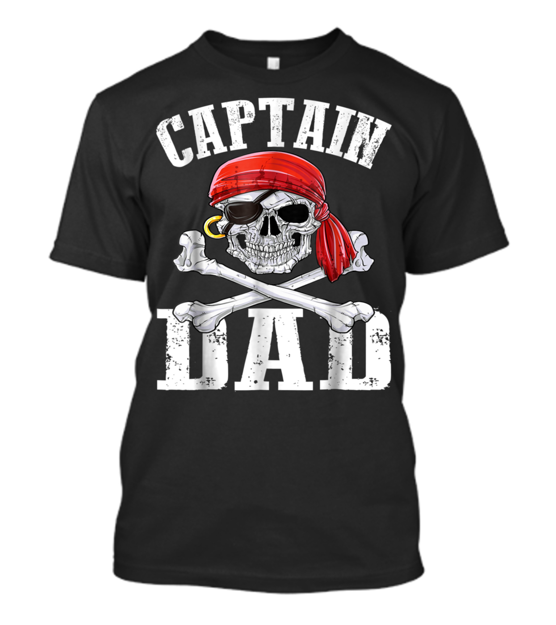 Captain Dad Skull Crossbones Red Bandana Pirate Image T-Shirt