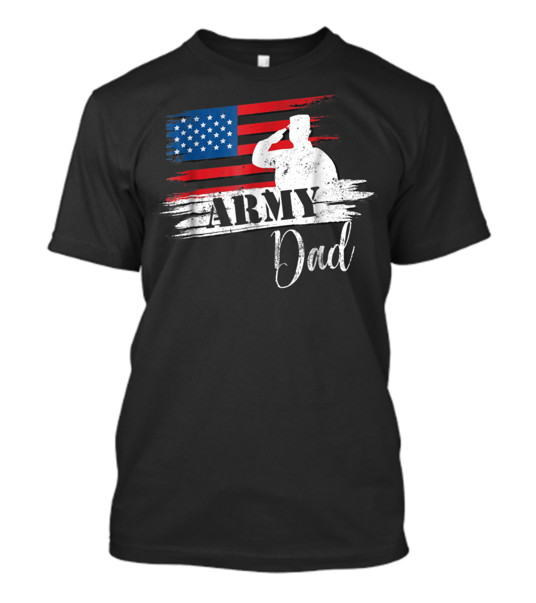 Patriotic Veteran Army Dad Saluting US Flag T-Shirt