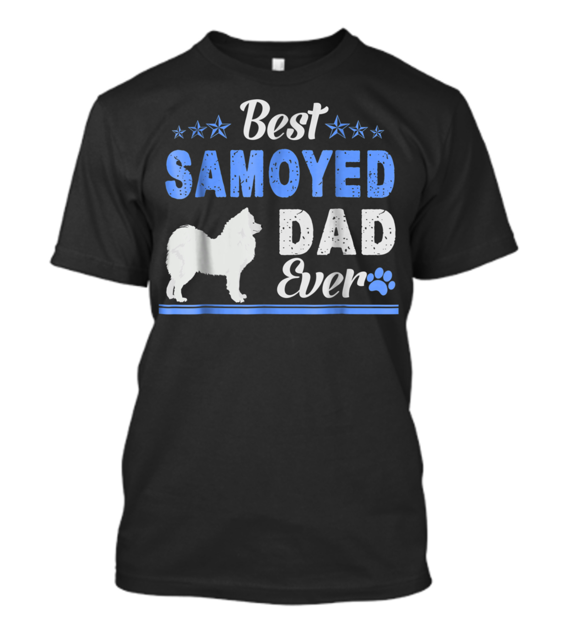 Best Samoyed Dad Ever With Stars And Dog Paw T-Shirt
