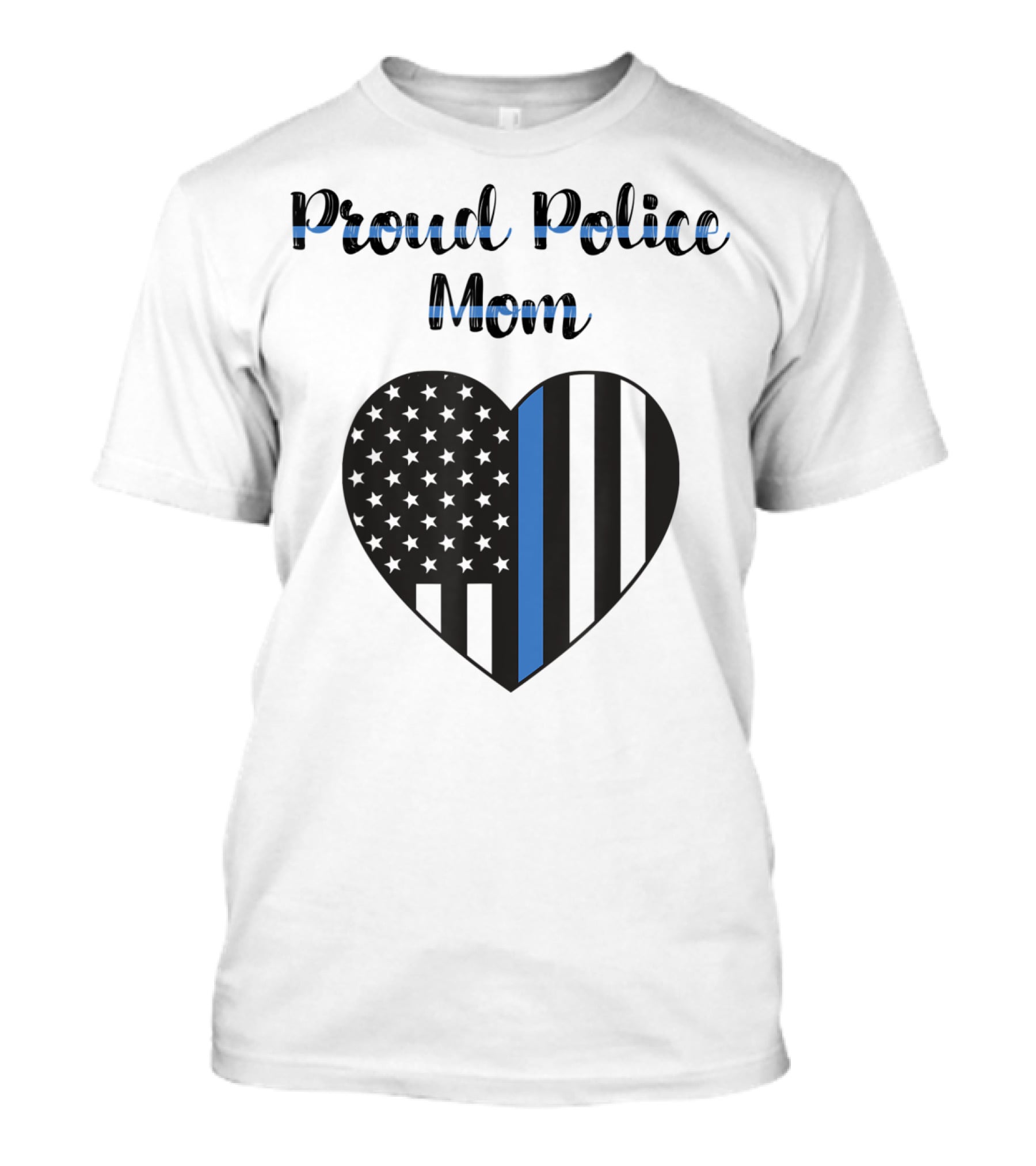 Proud Police Mom Heart Thin Blue Line T-Shirt