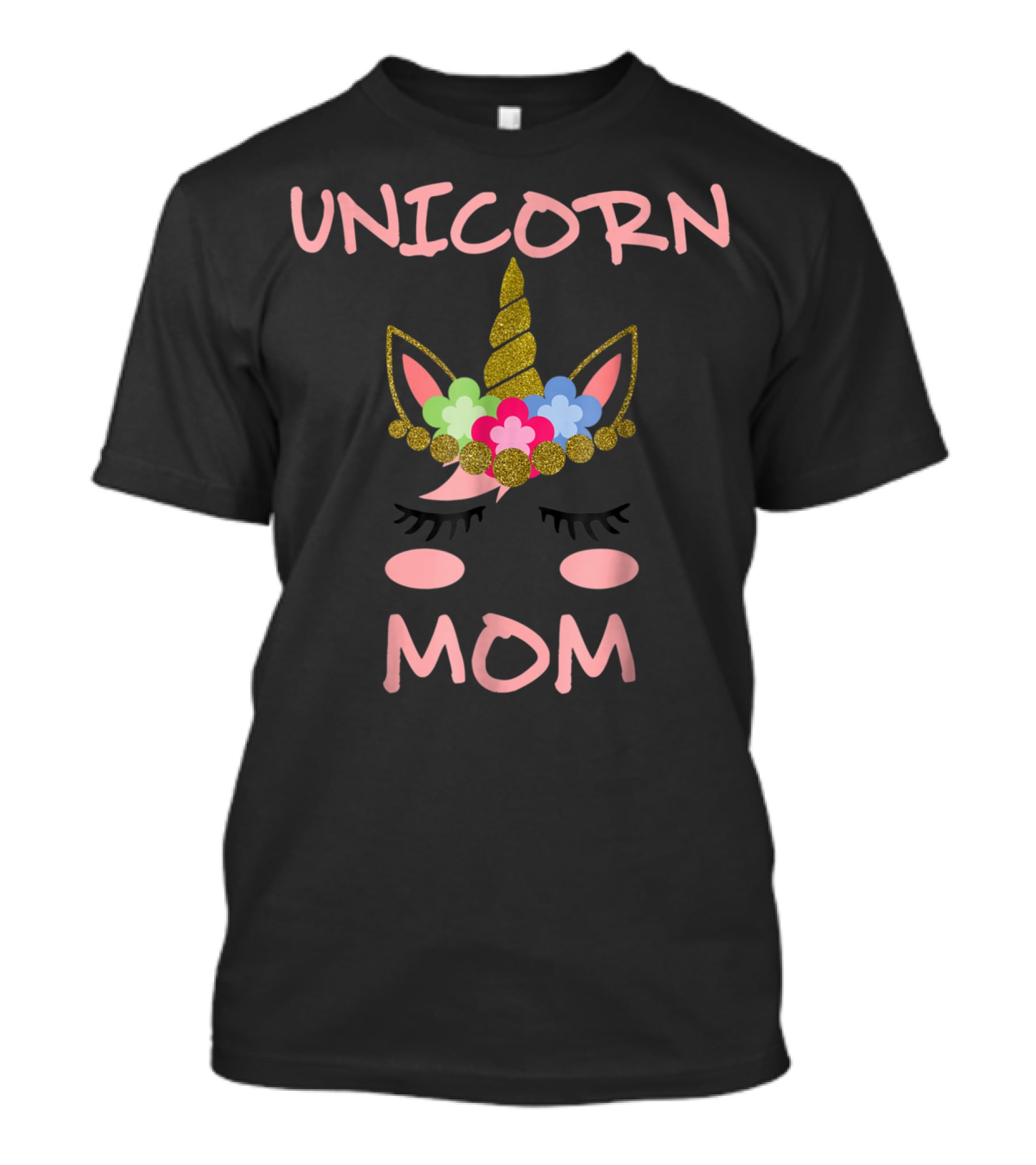 Unicorn Mom Glitter Floral Headband Funny Cute Unicorn T-Shirt