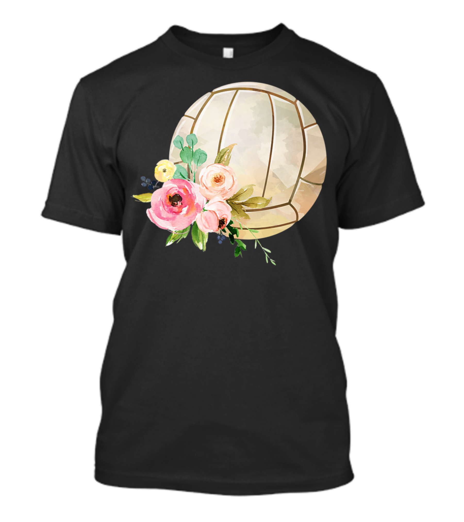 Watercolor Boho Floral Volleyball Patchwork T-Shirt
