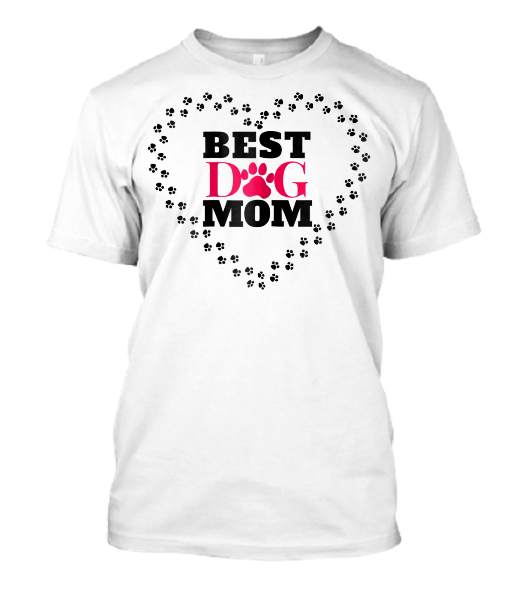 Women BEST DOG MOM Dogmother Heart Paw Prints T-Shirt