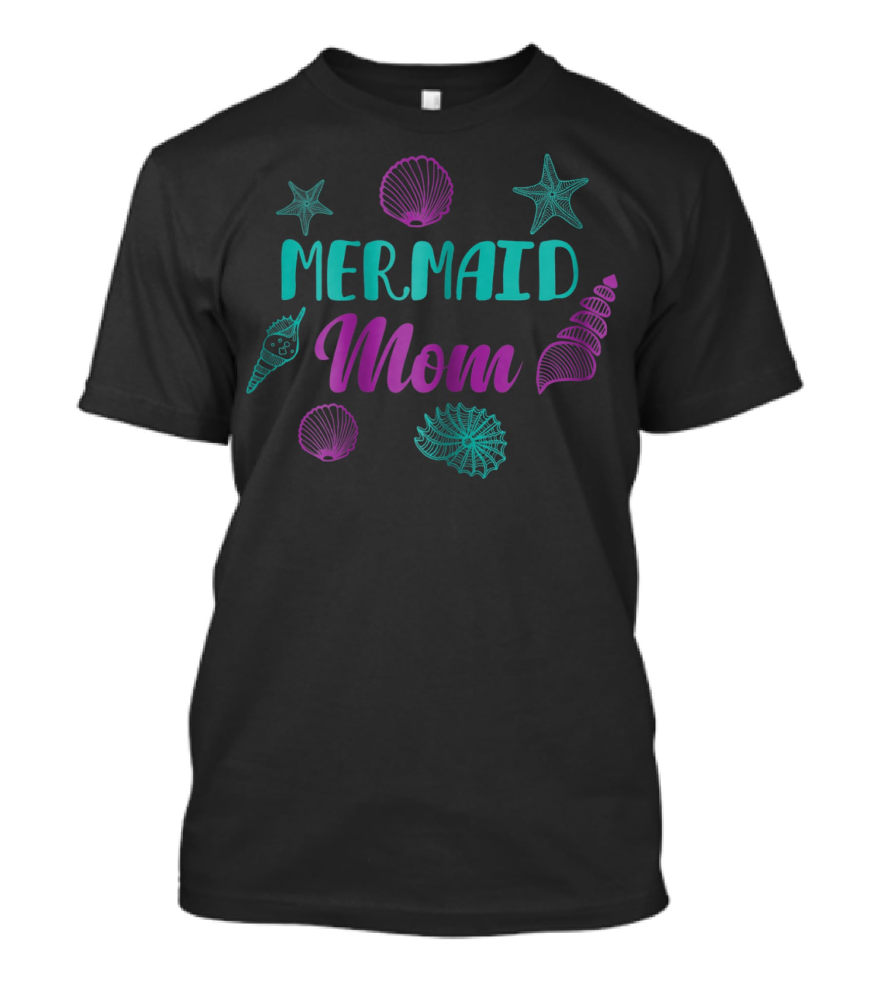 Mermaid Mom Seashell Starfish Ice Cream Family Birthday T-Shirt