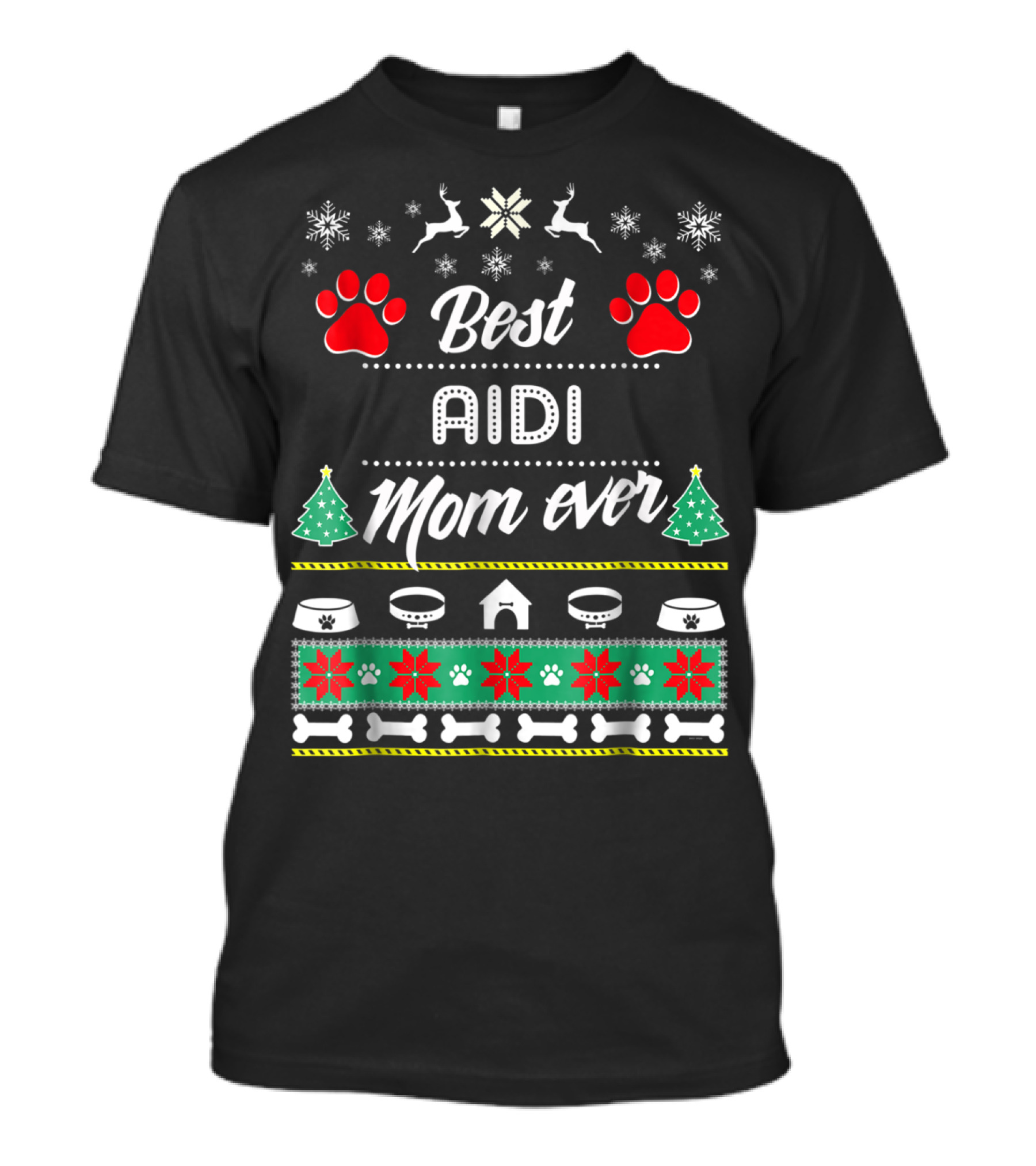 Best Aidi Mom Ever Christmas Paw Prints T-Shirt