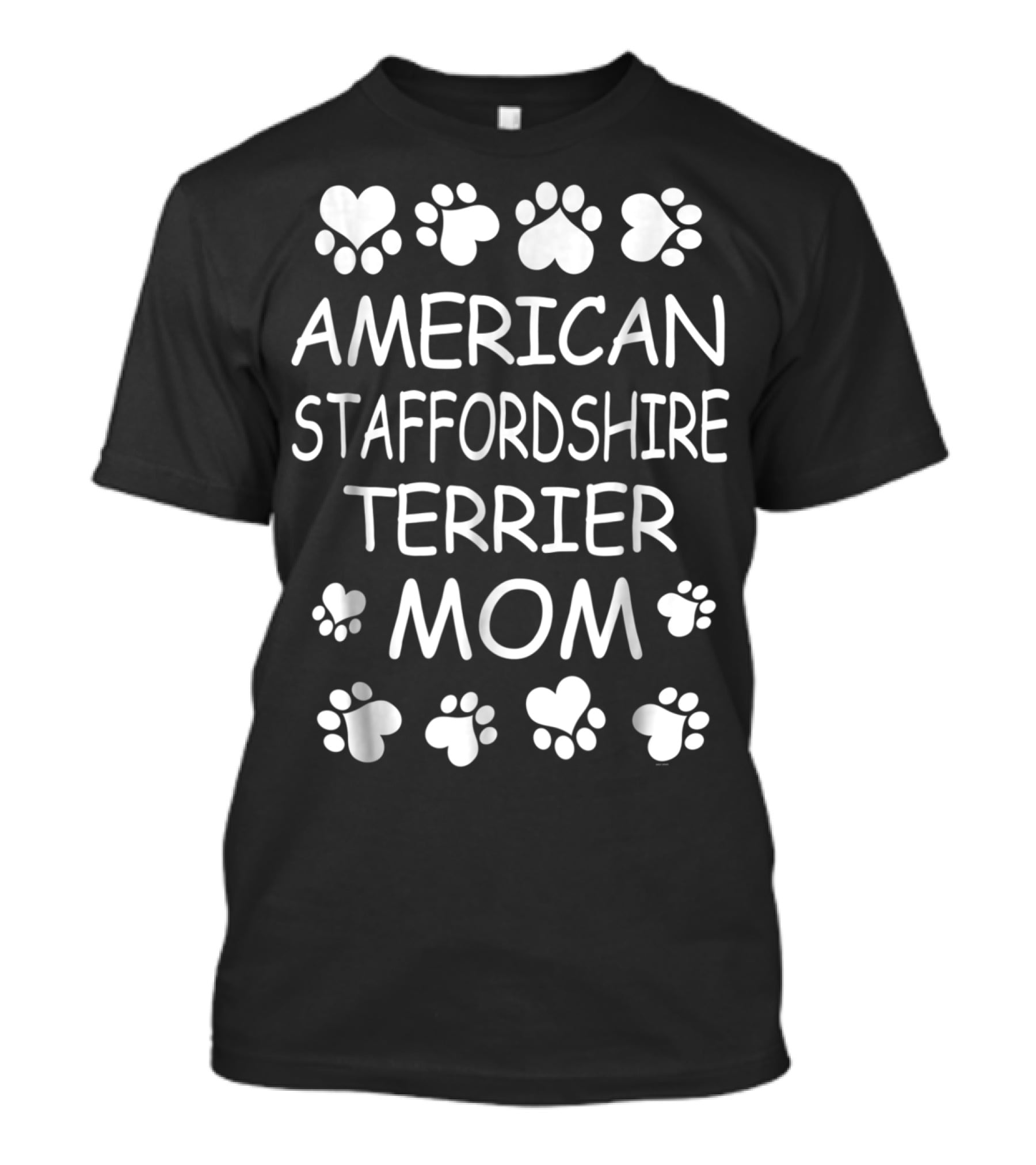 American Staffordshire Terrier Mom Paw Print Heart T-Shirt