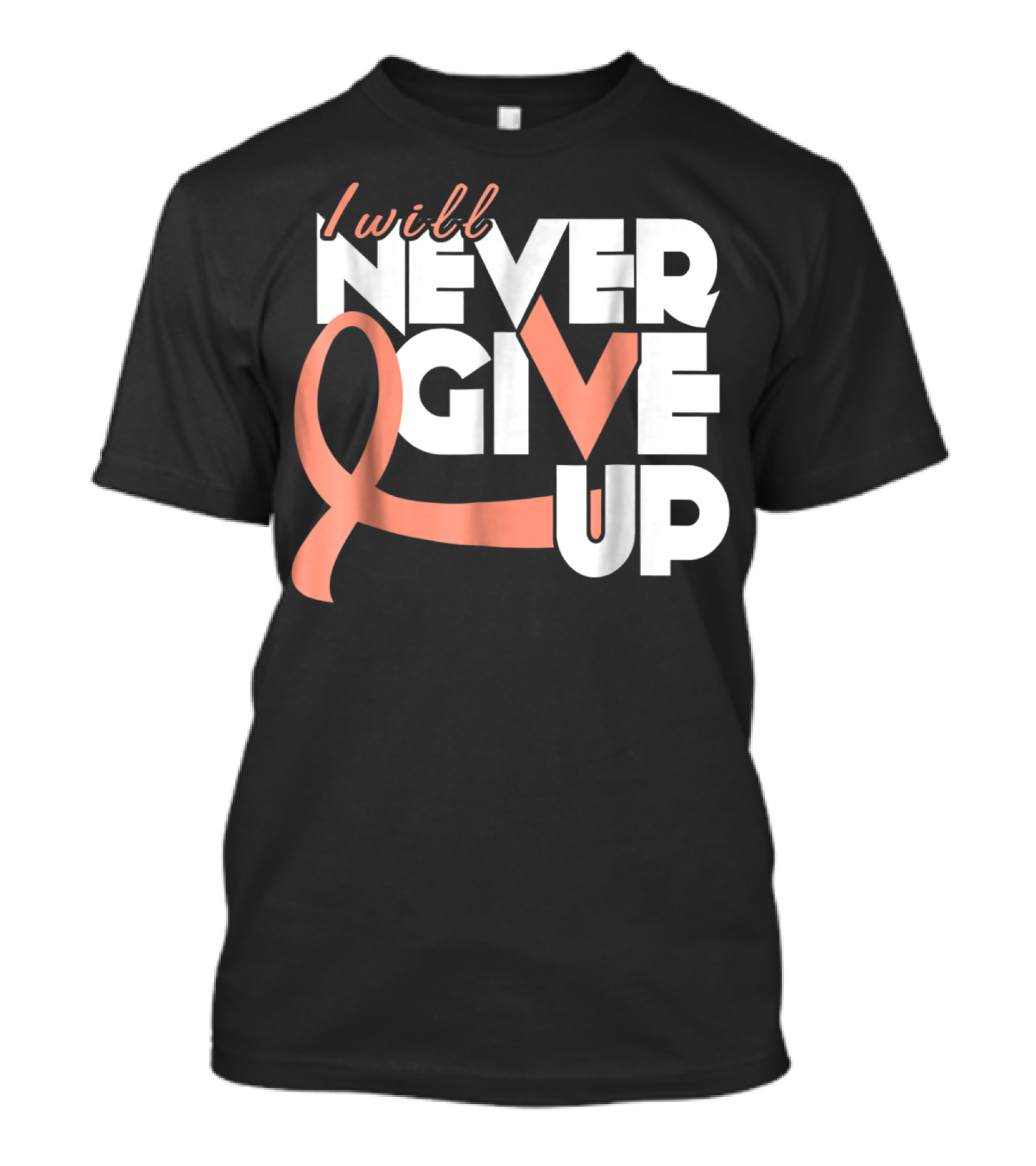 I Will Never Give Up Uterine Cancer Awareness T-Shirt