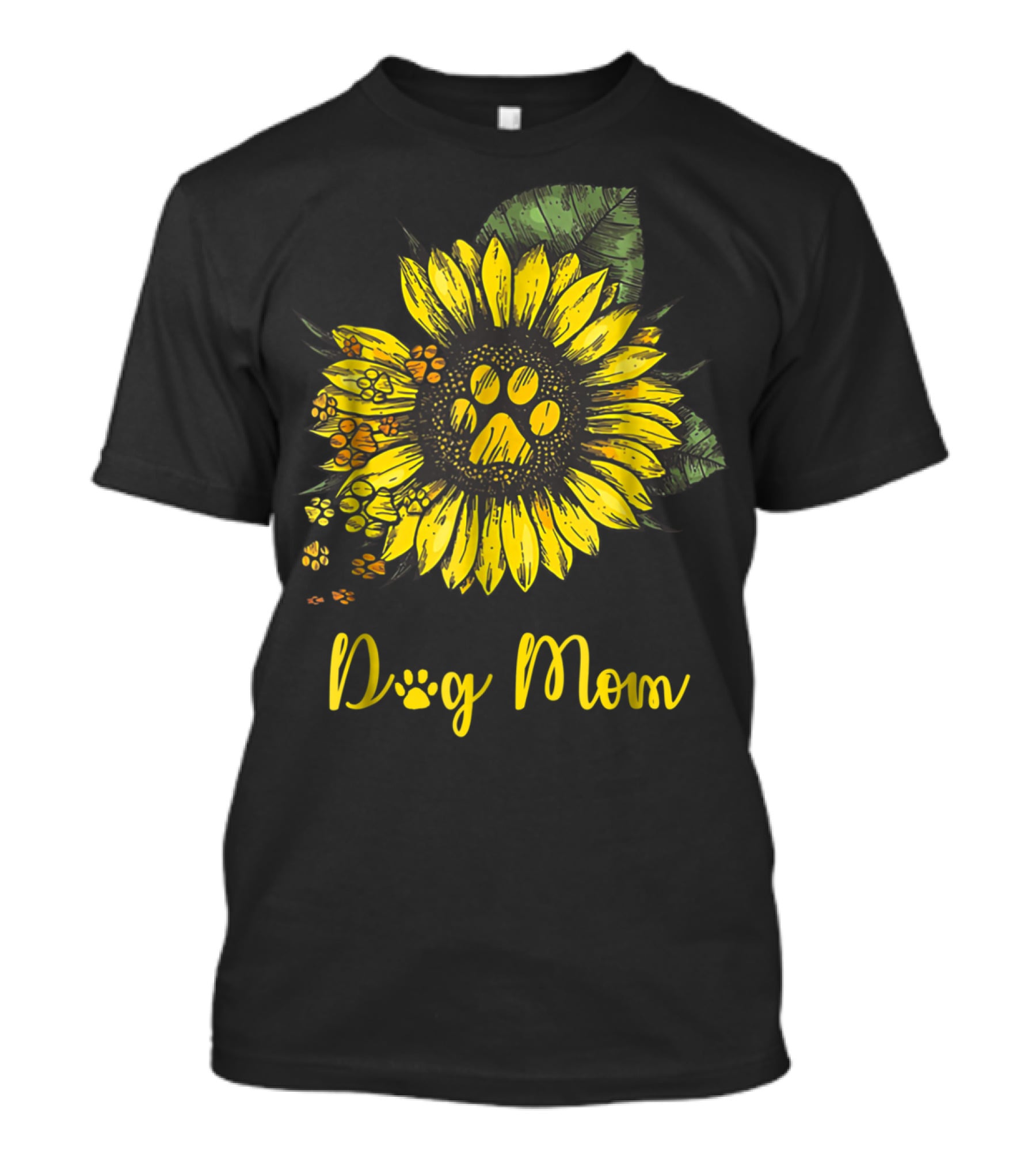 Dog Mom Paw Print Sunflower Blossom T-Shirt