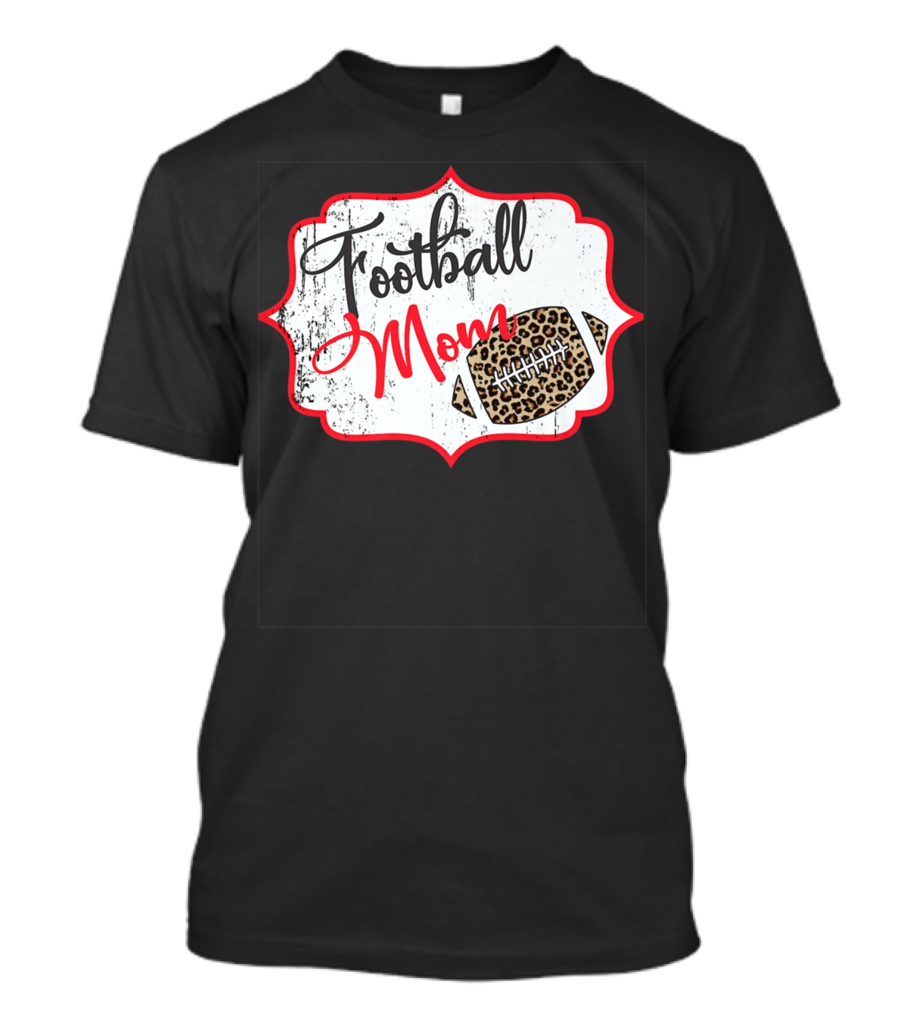 Football Mom Leopard Print Football T-Shirt