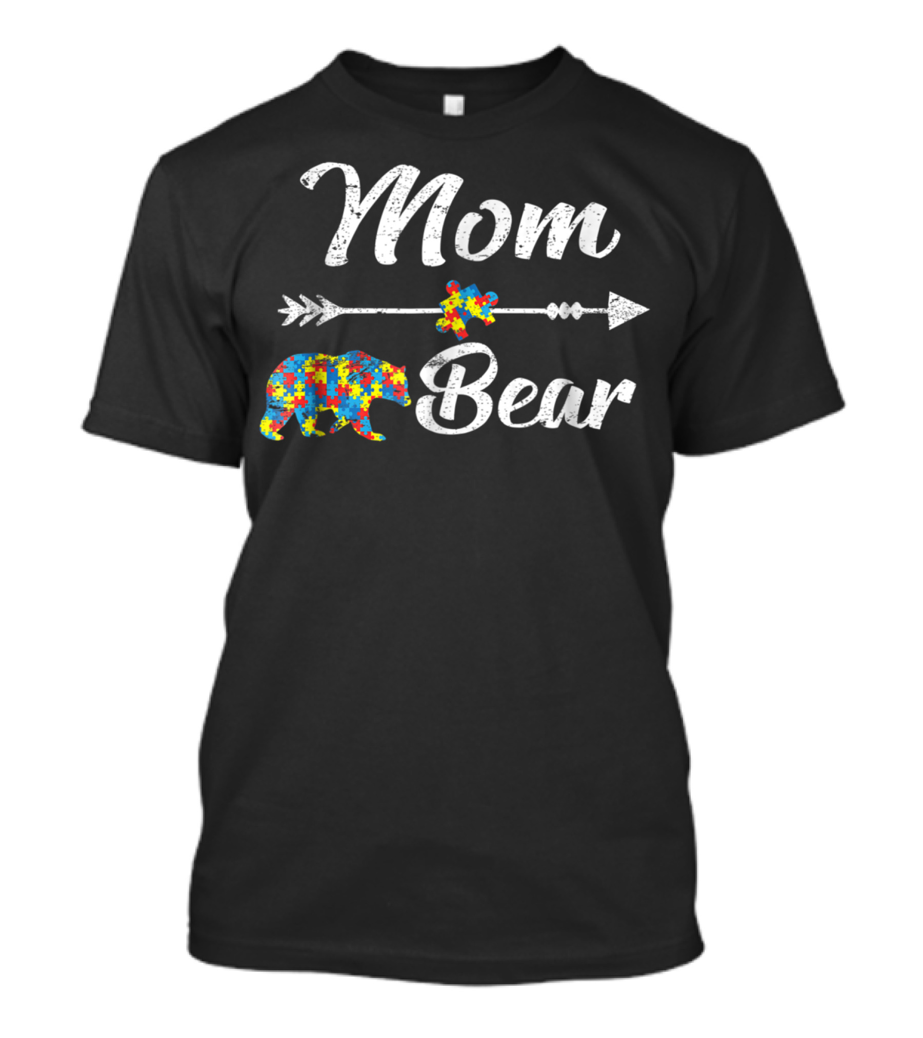 Mom Bear Arrow Heart Autism Awareness T-Shirt