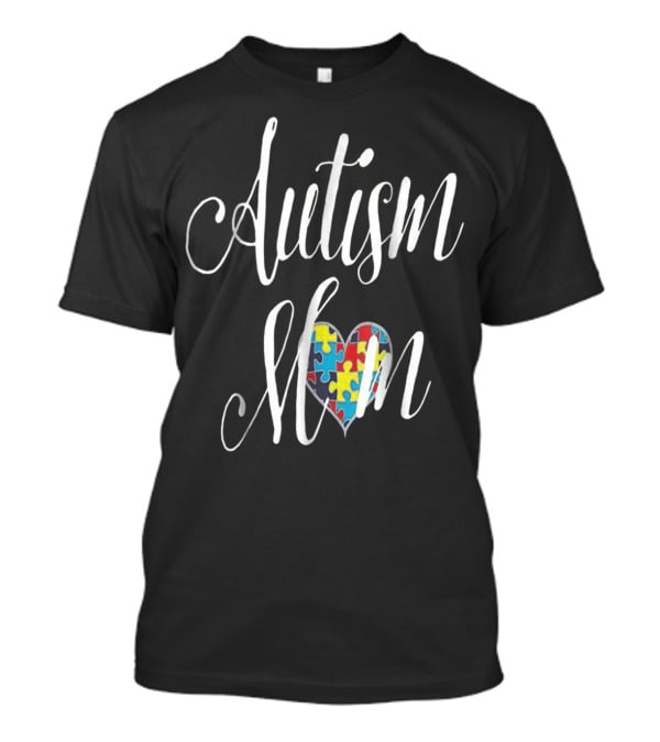Autism Mom Heart With Puzzle Pattern For ASD Awareness T-Shirt