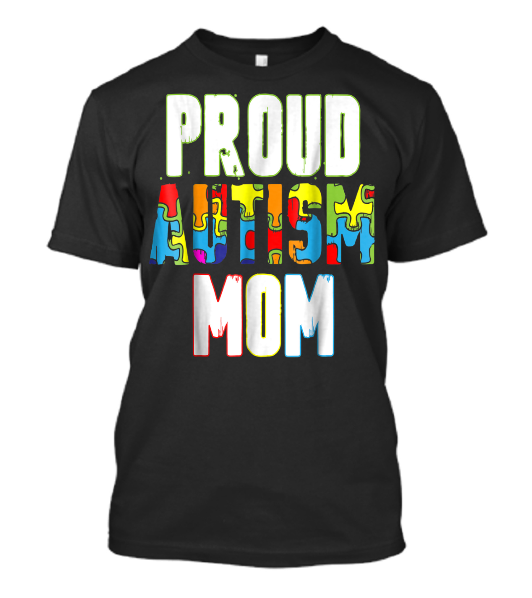 PROUD AUTISM MOM Autism Awareness Puzzle T-Shirt