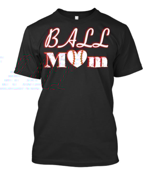 Ball Mom Heart Love Softball Baseball T-Shirt
