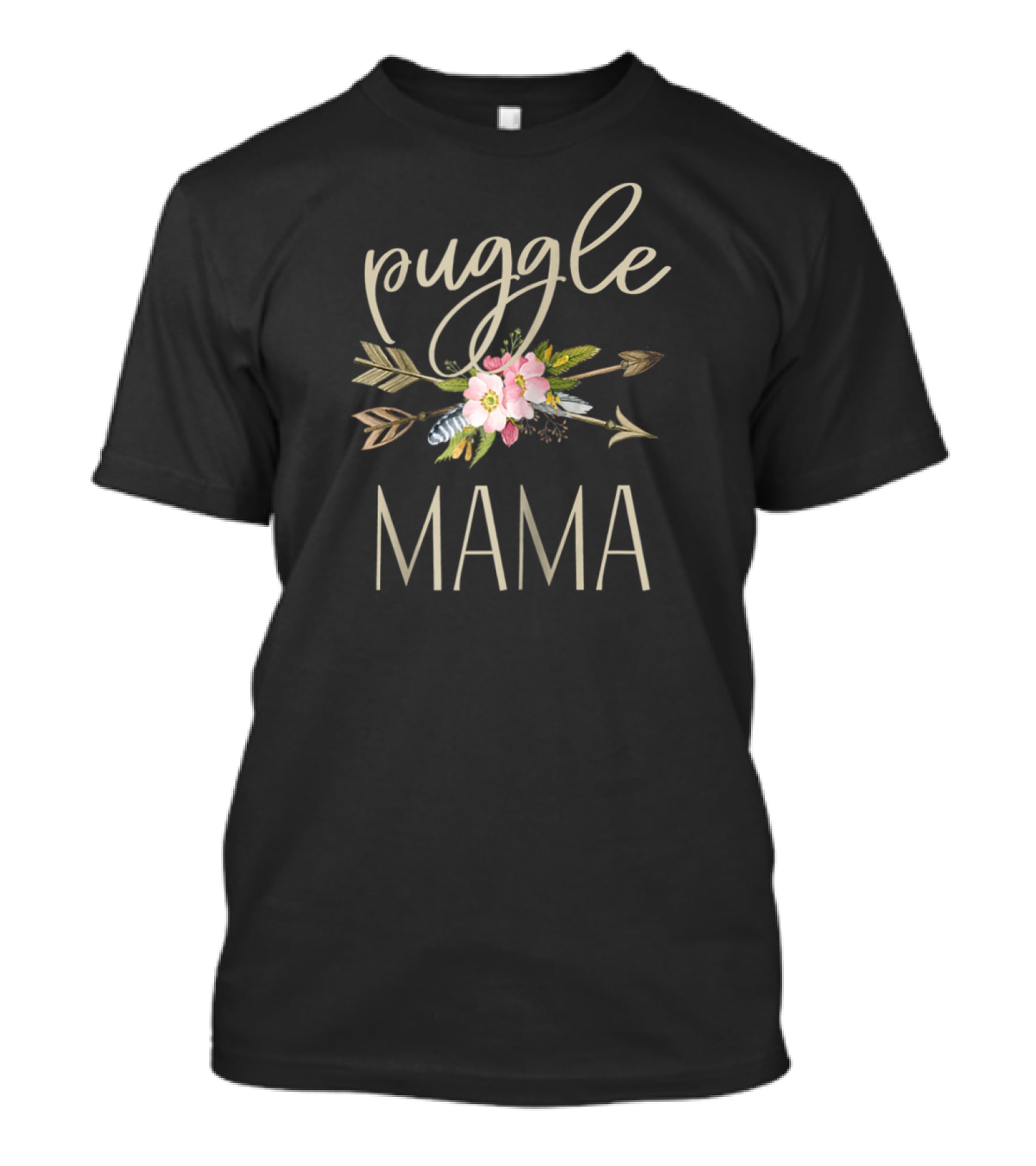 Puggle Mama With Floral Arrows T-Shirt