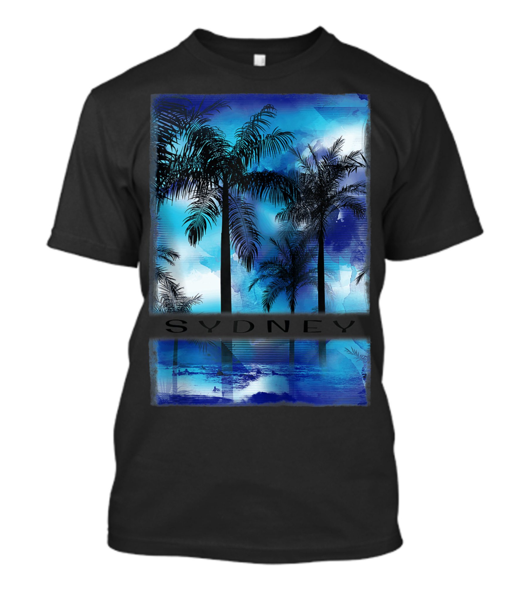 Sydney Australia Beach Palm Reflection Skyline T-Shirt