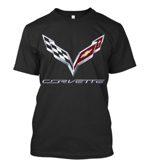 Chevrolet Corvette C7 Emblem With Racing Flags And Iconic T-Shirt